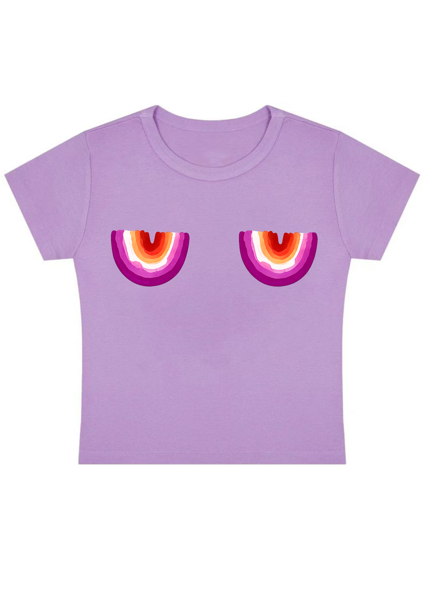 Lesbian Pride Rainbow Nips Y2K Baby Tee