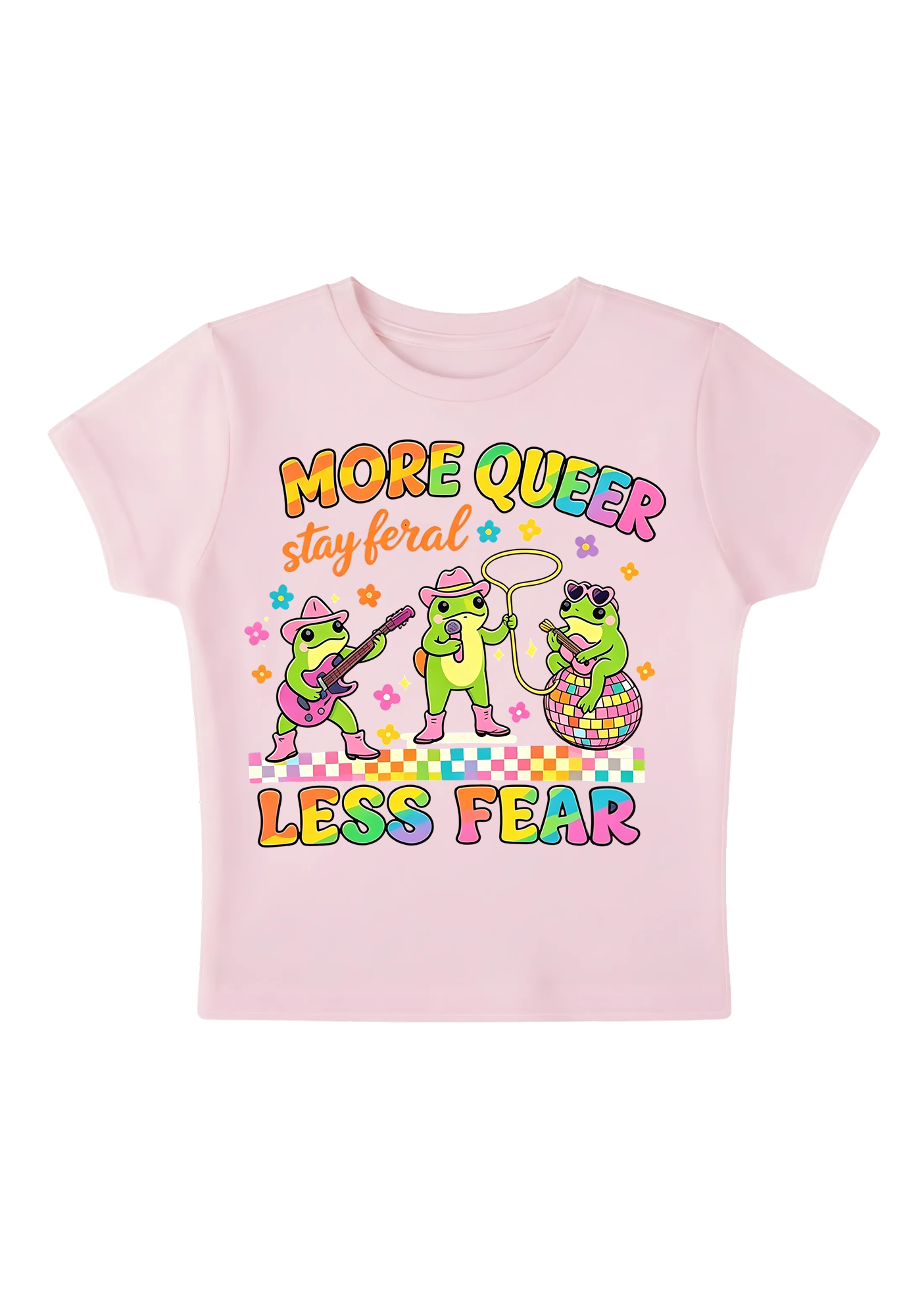 More Queer Less Fear Y2K Baby Tee