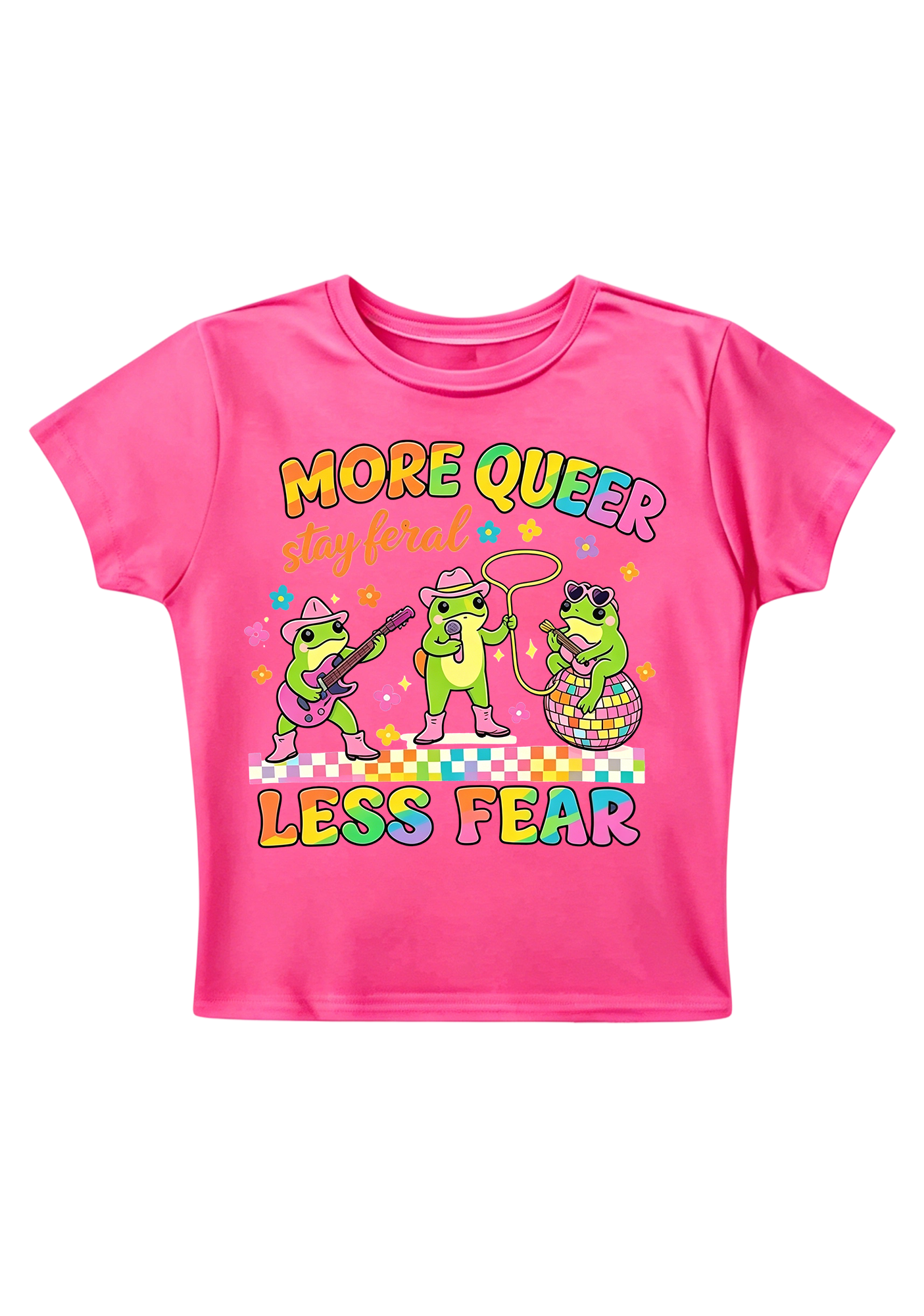 More Queer Less Fear Y2K Baby Tee