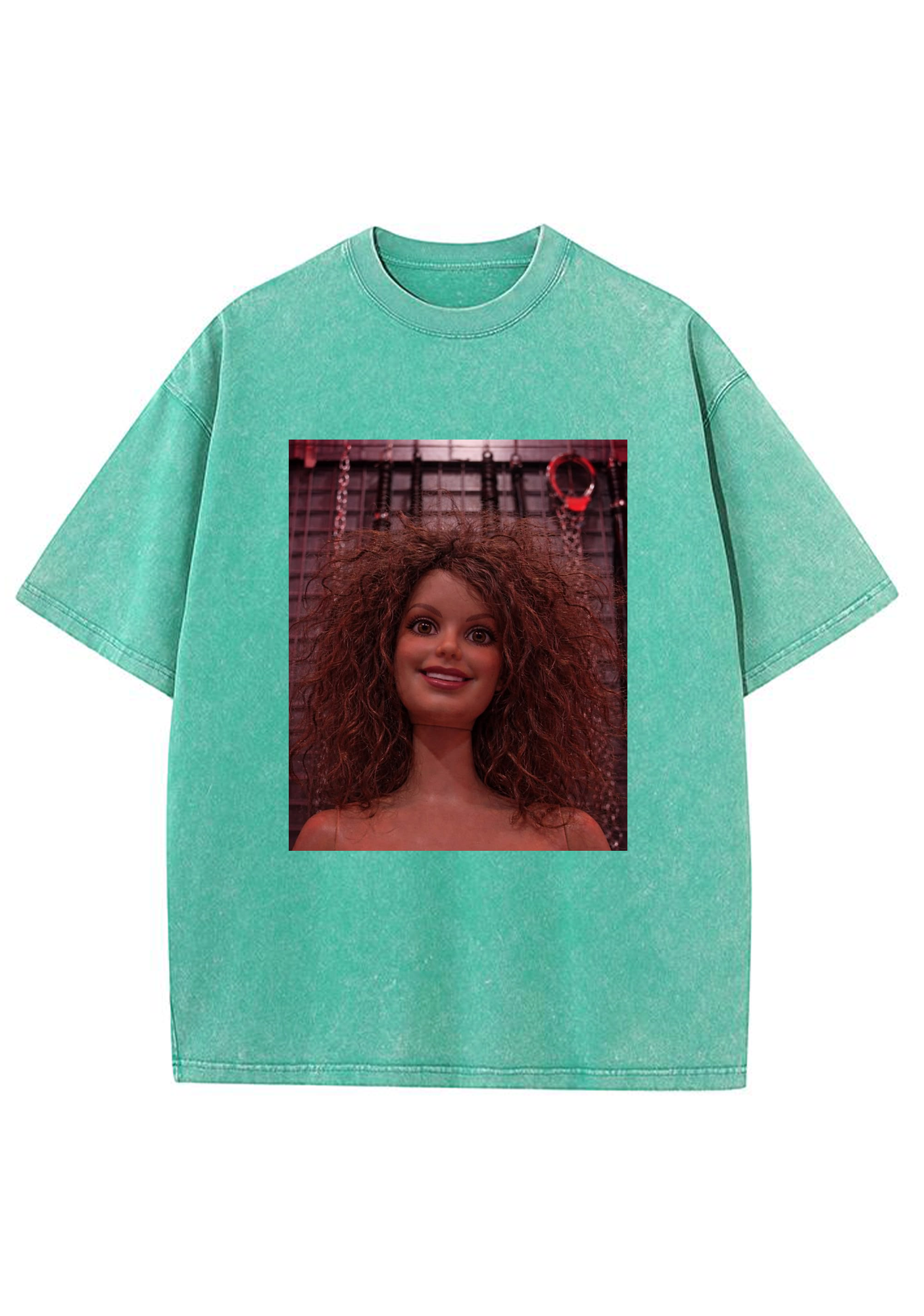 Messy Curly Hair Dark Barbie Y2K Washed Tee