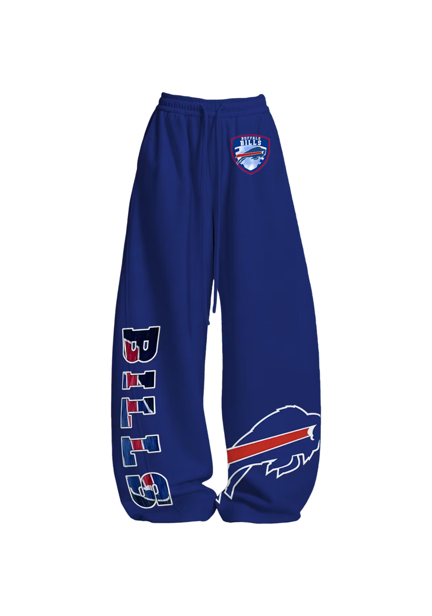 Royal Blue Bills Print Tops & Elasticated Trousers Two-Piece Set