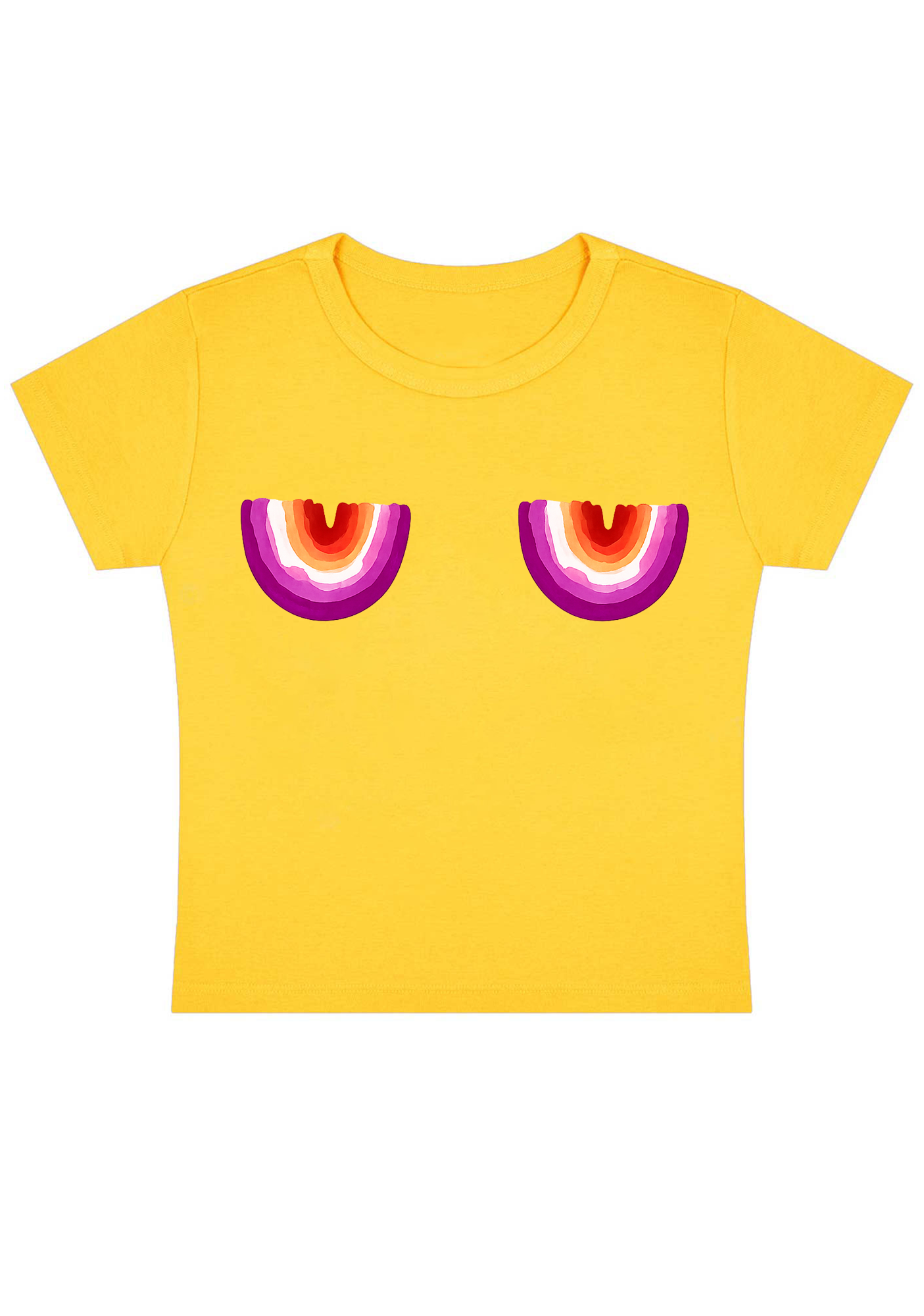 Lesbian Pride Rainbow Nips Y2K Baby Tee
