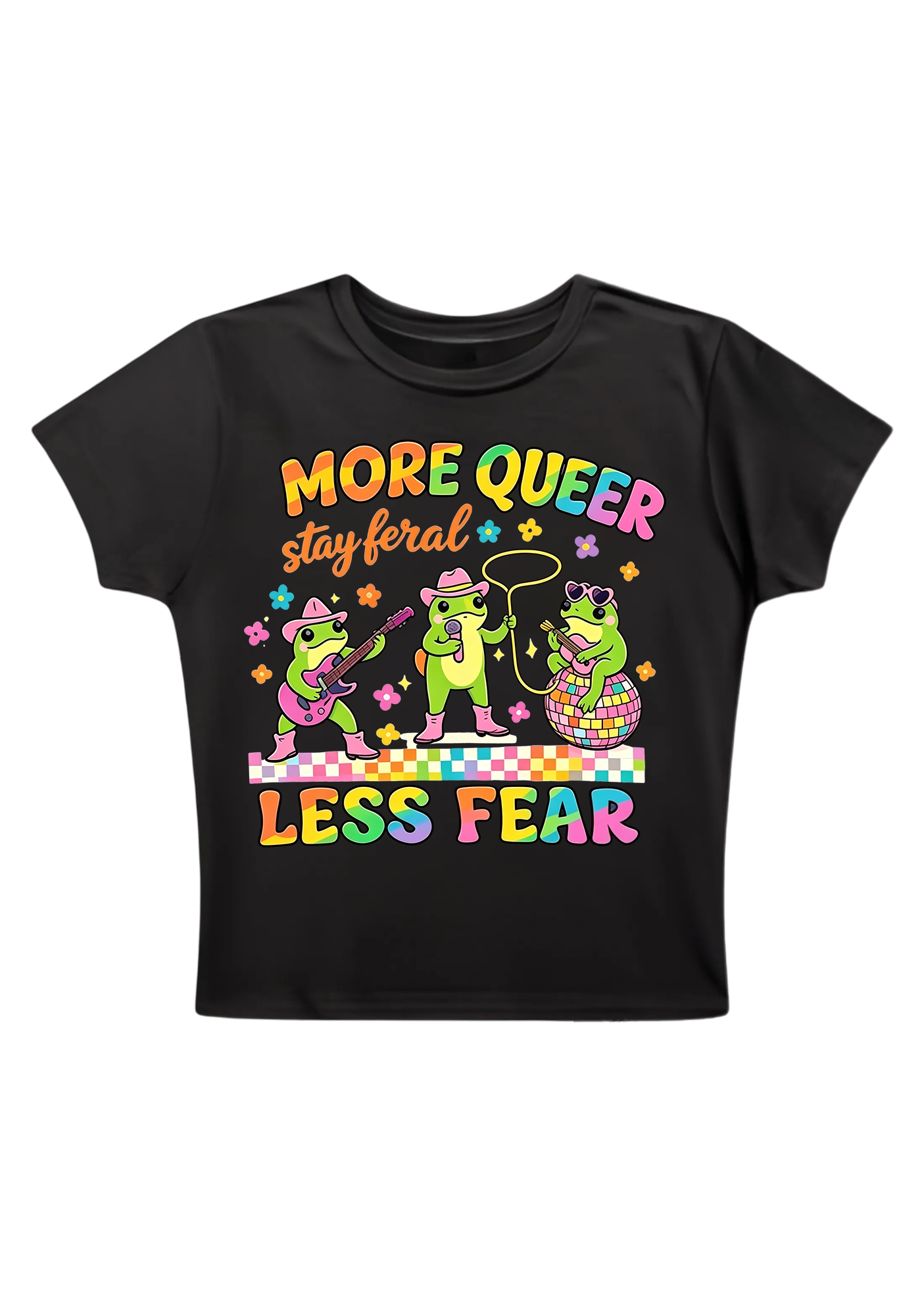 More Queer Less Fear Y2K Baby Tee