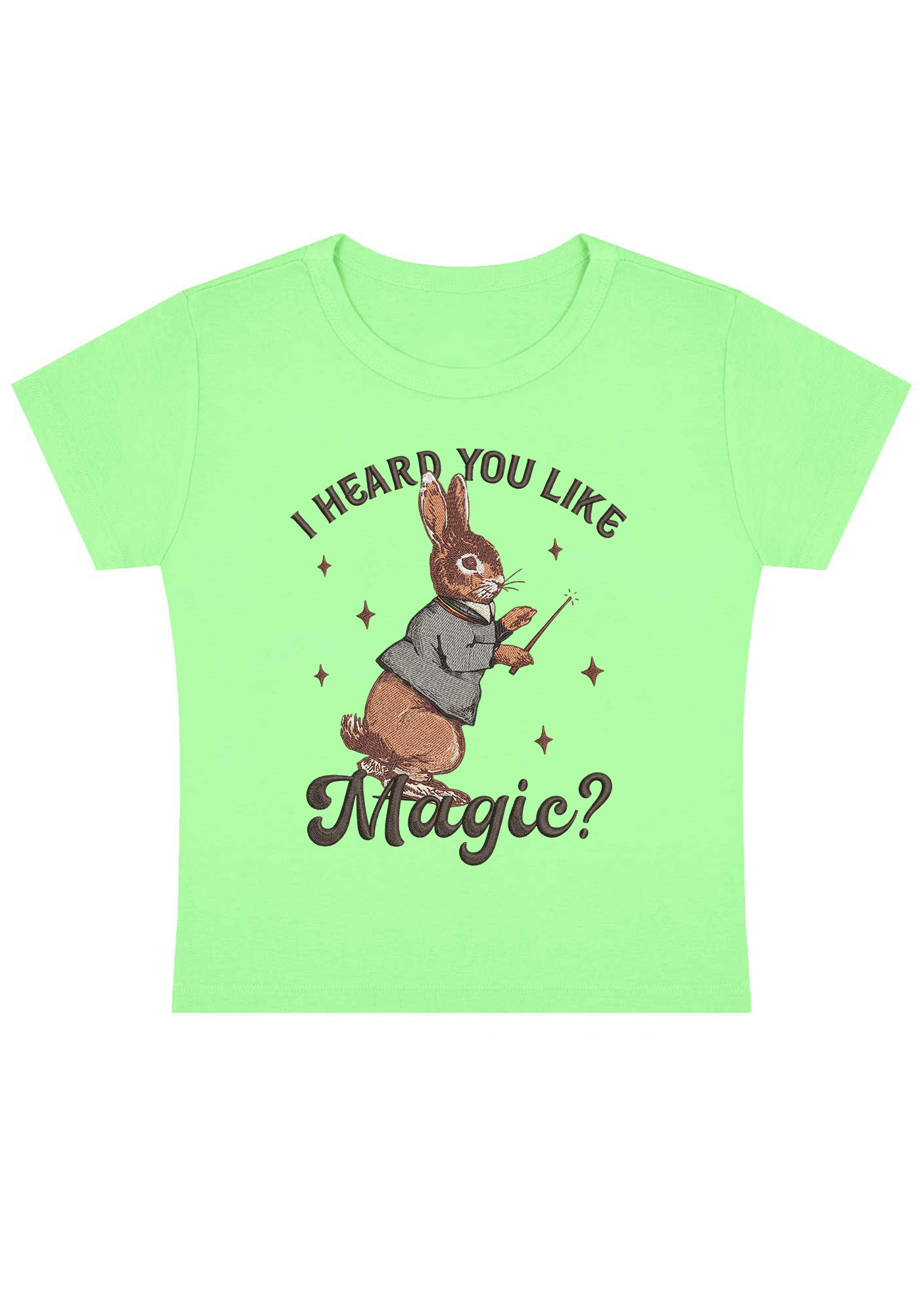 I Heard You Like Magic Embroidery Y2K Baby Tee
