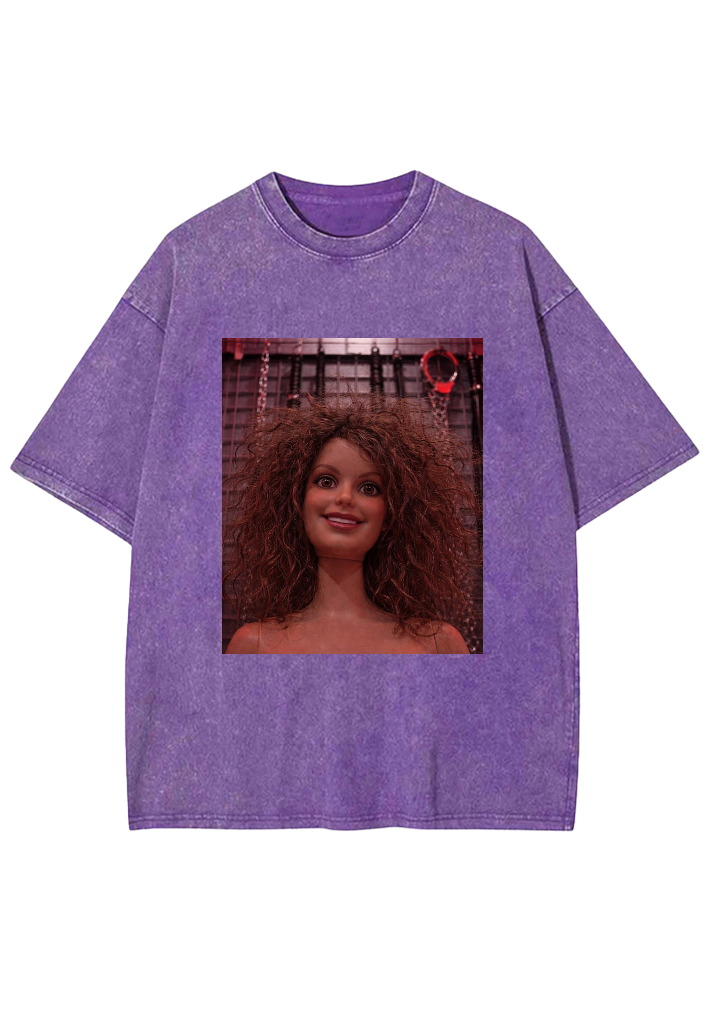 Messy Curly Hair Dark Barbie Y2K Washed Tee