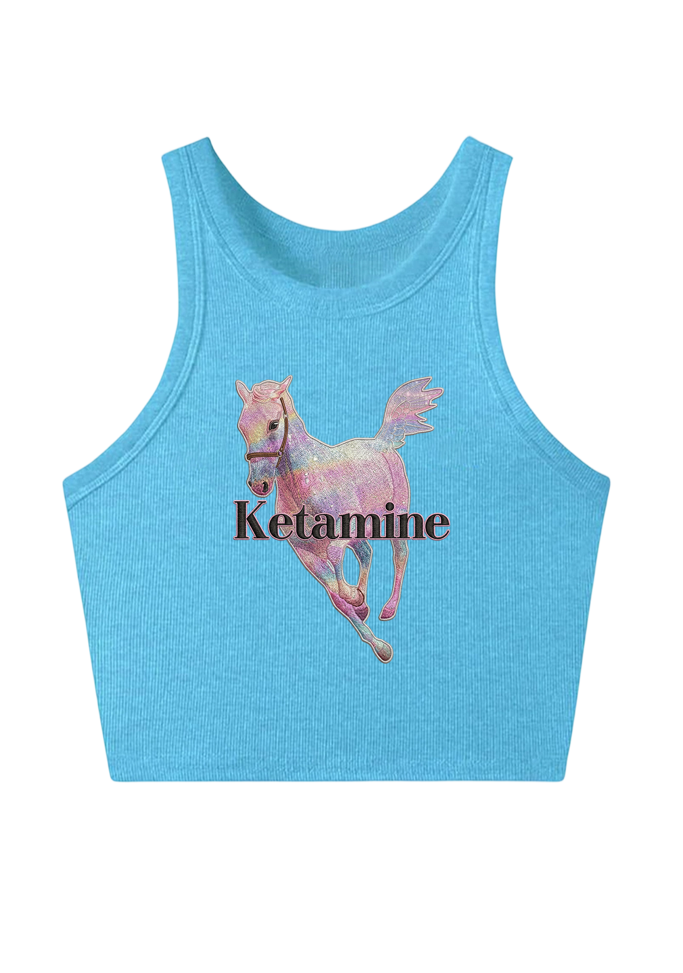 Pink Horse Embroidery Y2K Crop Tank Top