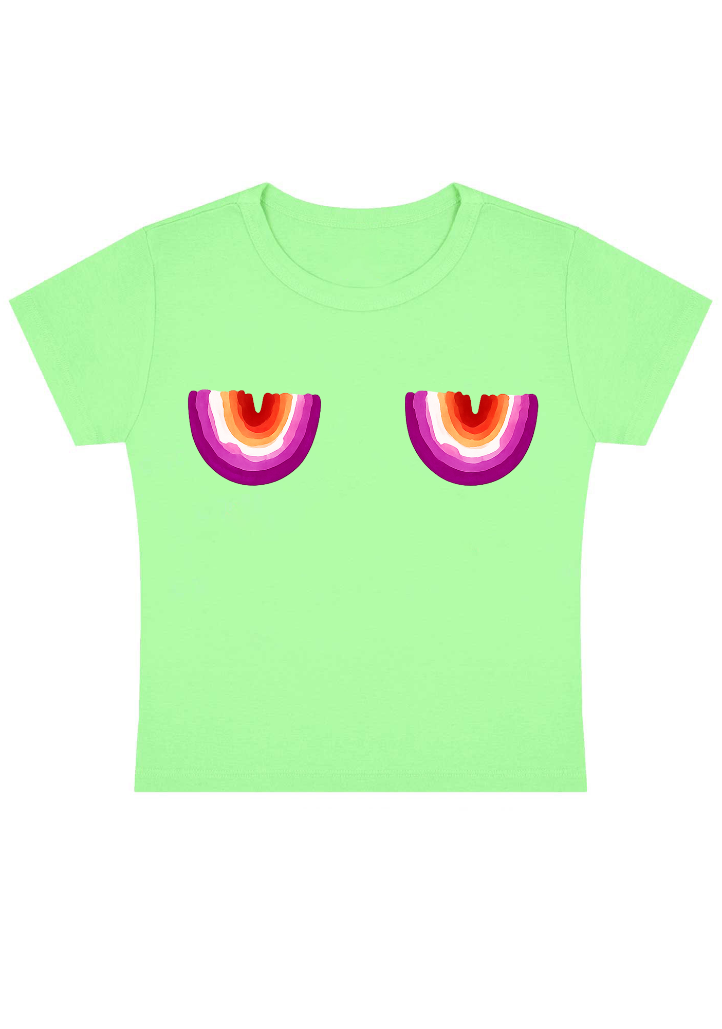 Lesbian Pride Rainbow Nips Y2K Baby Tee
