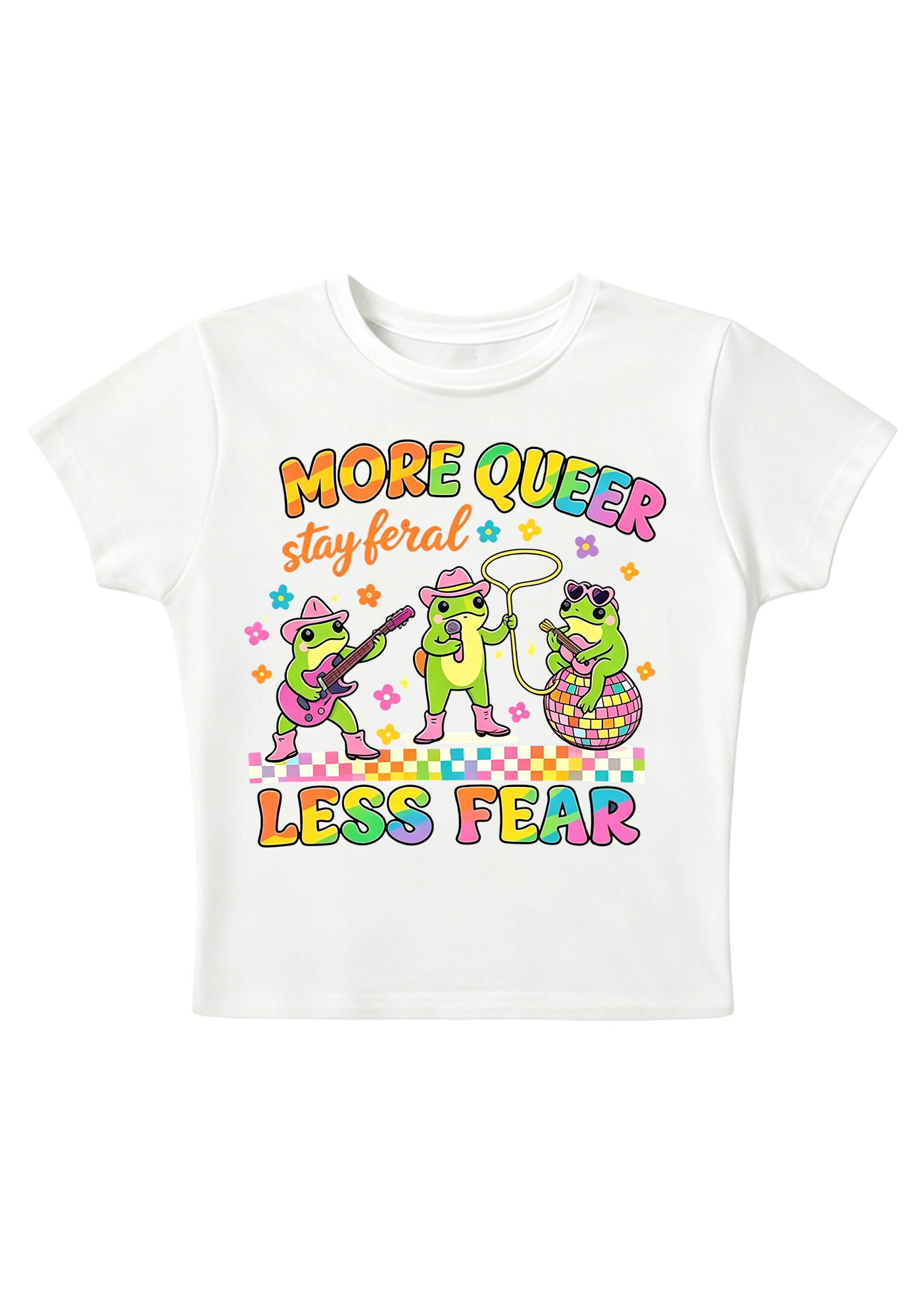 More Queer Less Fear Y2K Baby Tee