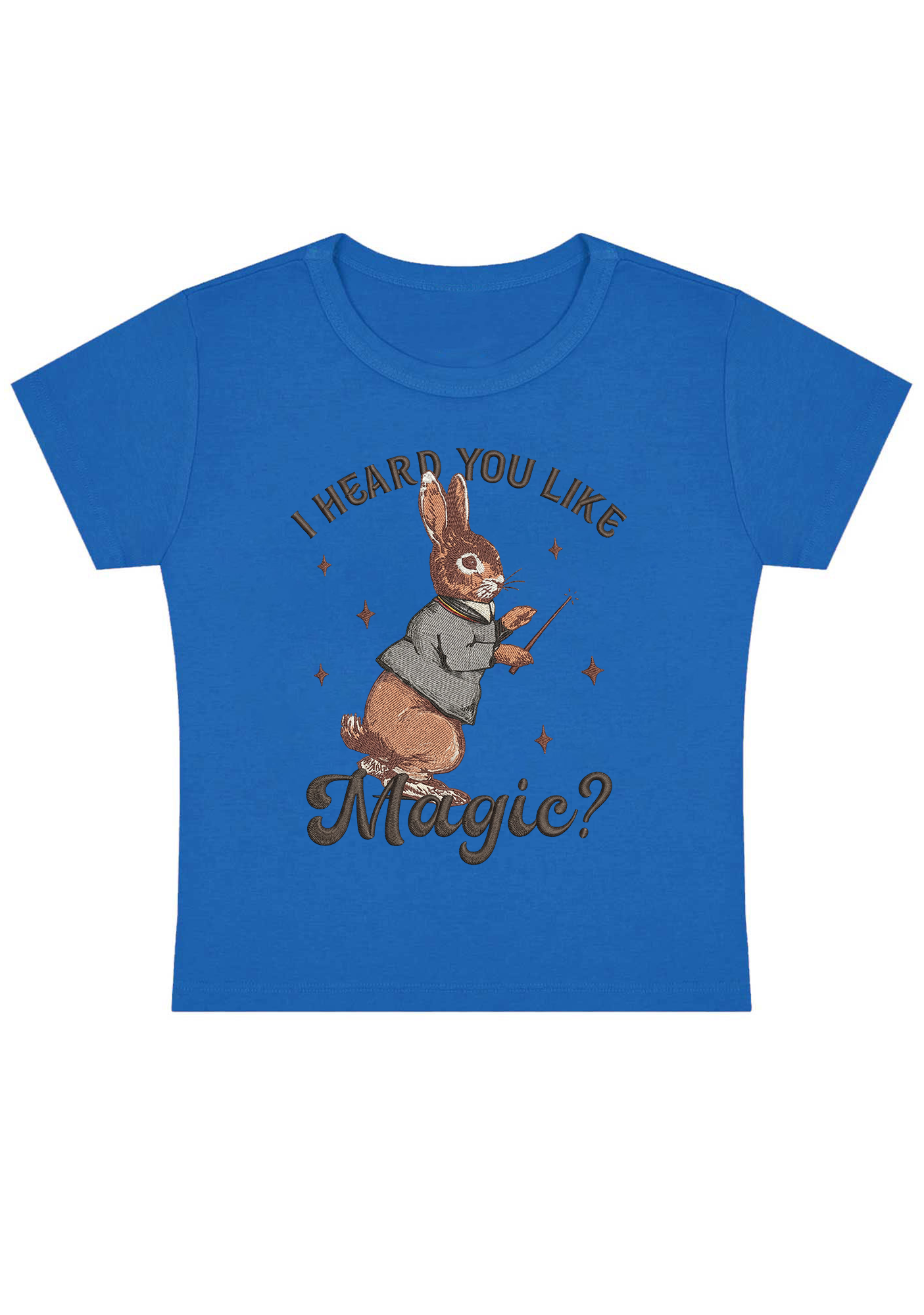 I Heard You Like Magic Embroidery Y2K Baby Tee