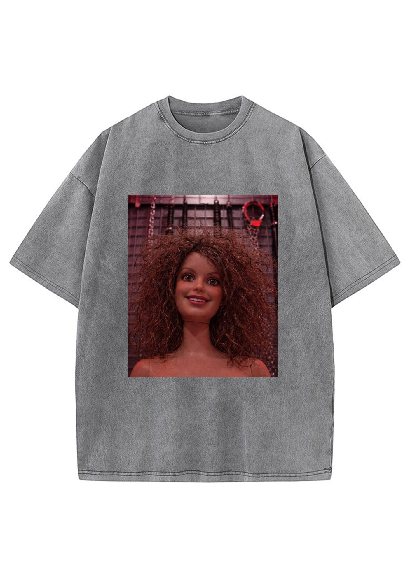 Messy Curly Hair Dark Barbie Y2K Washed Tee
