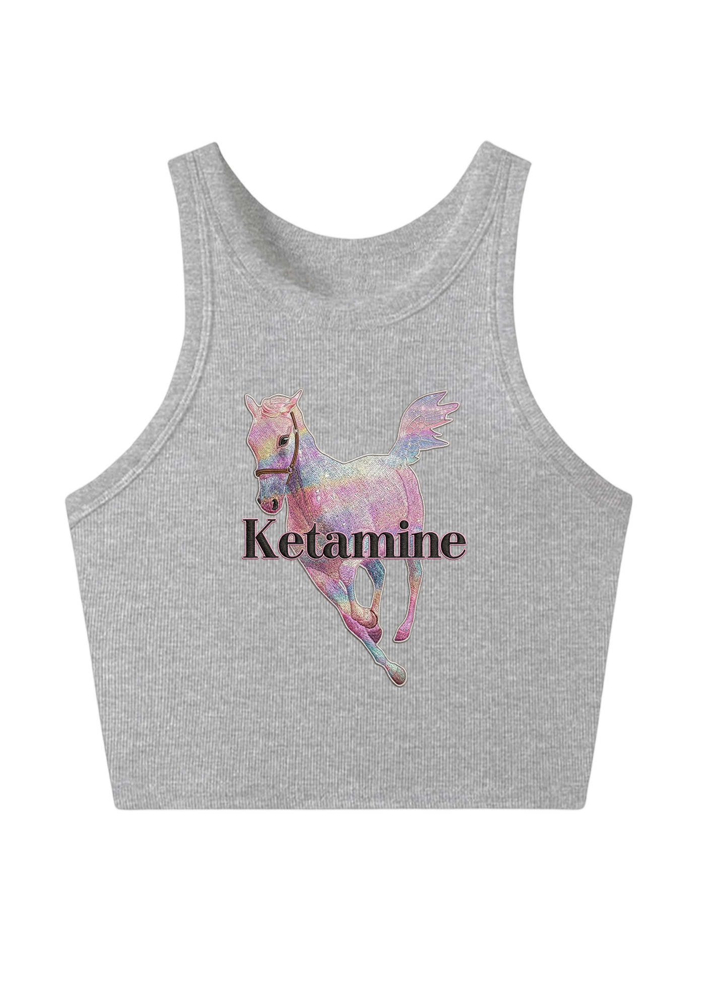 Pink Horse Embroidery Y2K Crop Tank Top