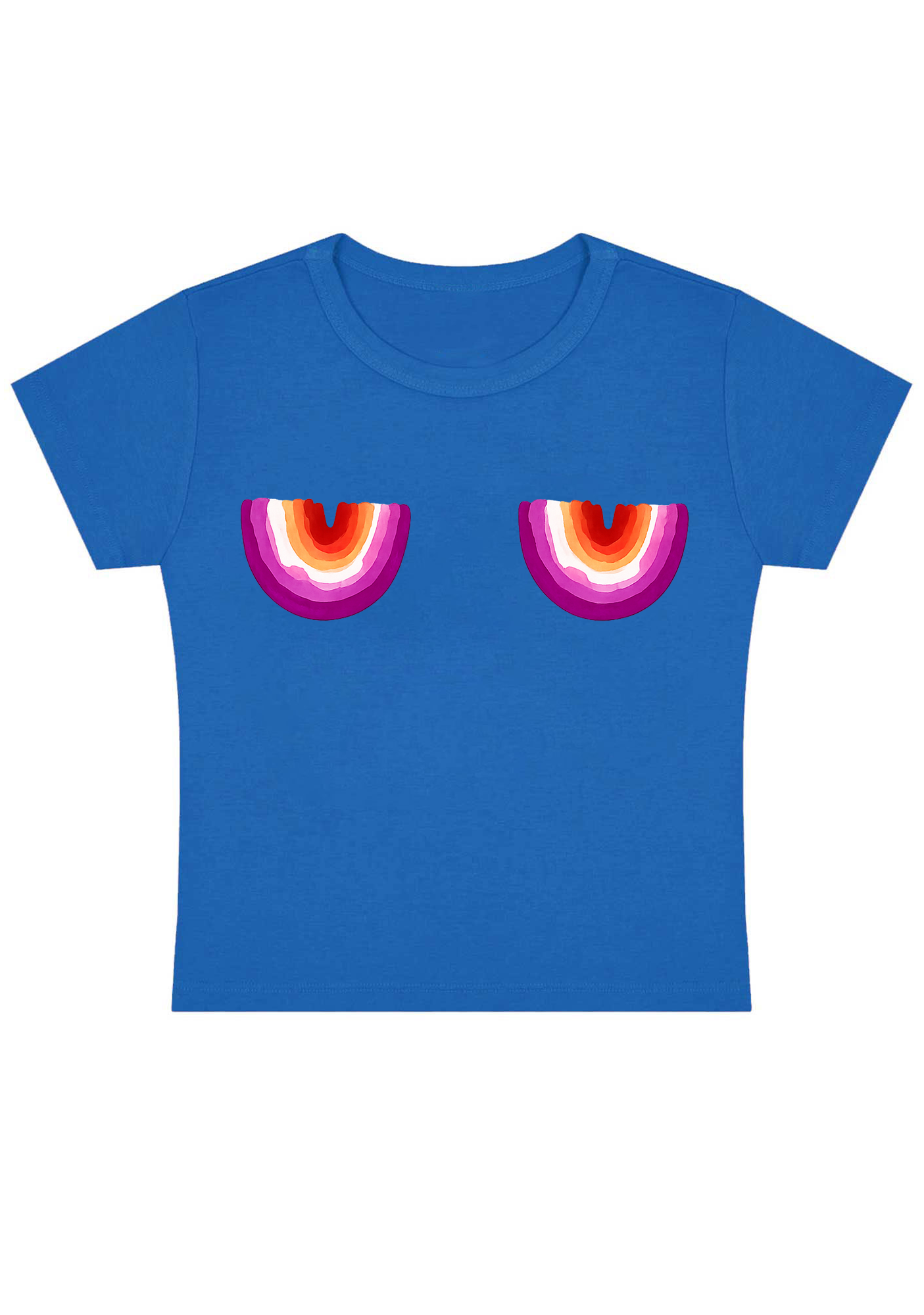 Lesbian Pride Rainbow Nips Y2K Baby Tee