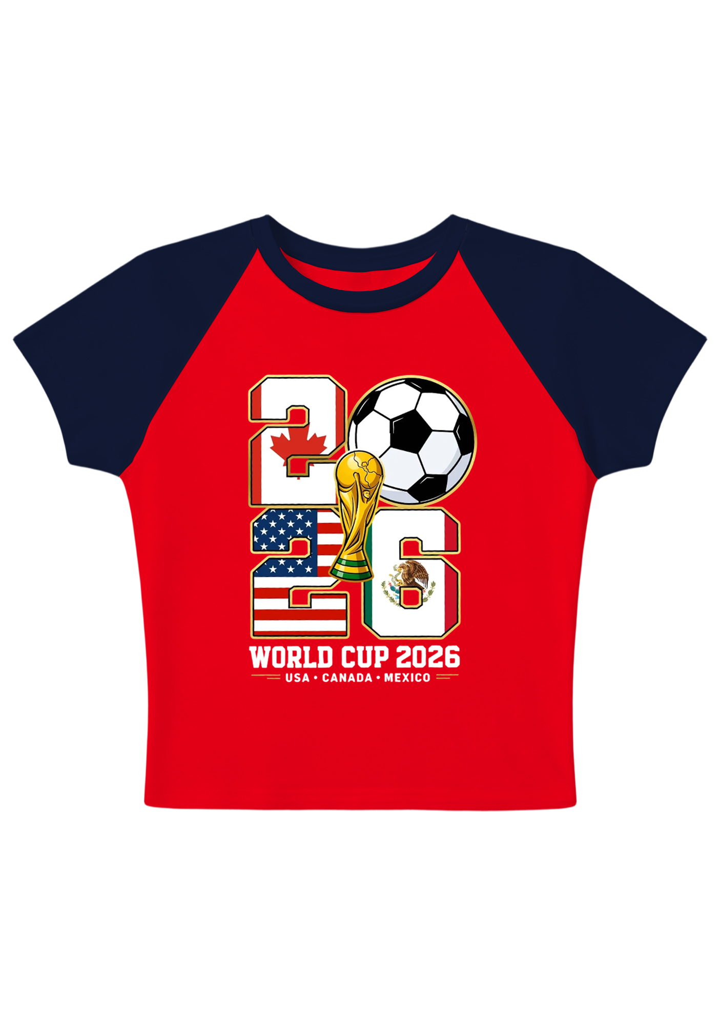 2026 USA Mexico Canada World Cup Splicing Y2K Baby Tee
