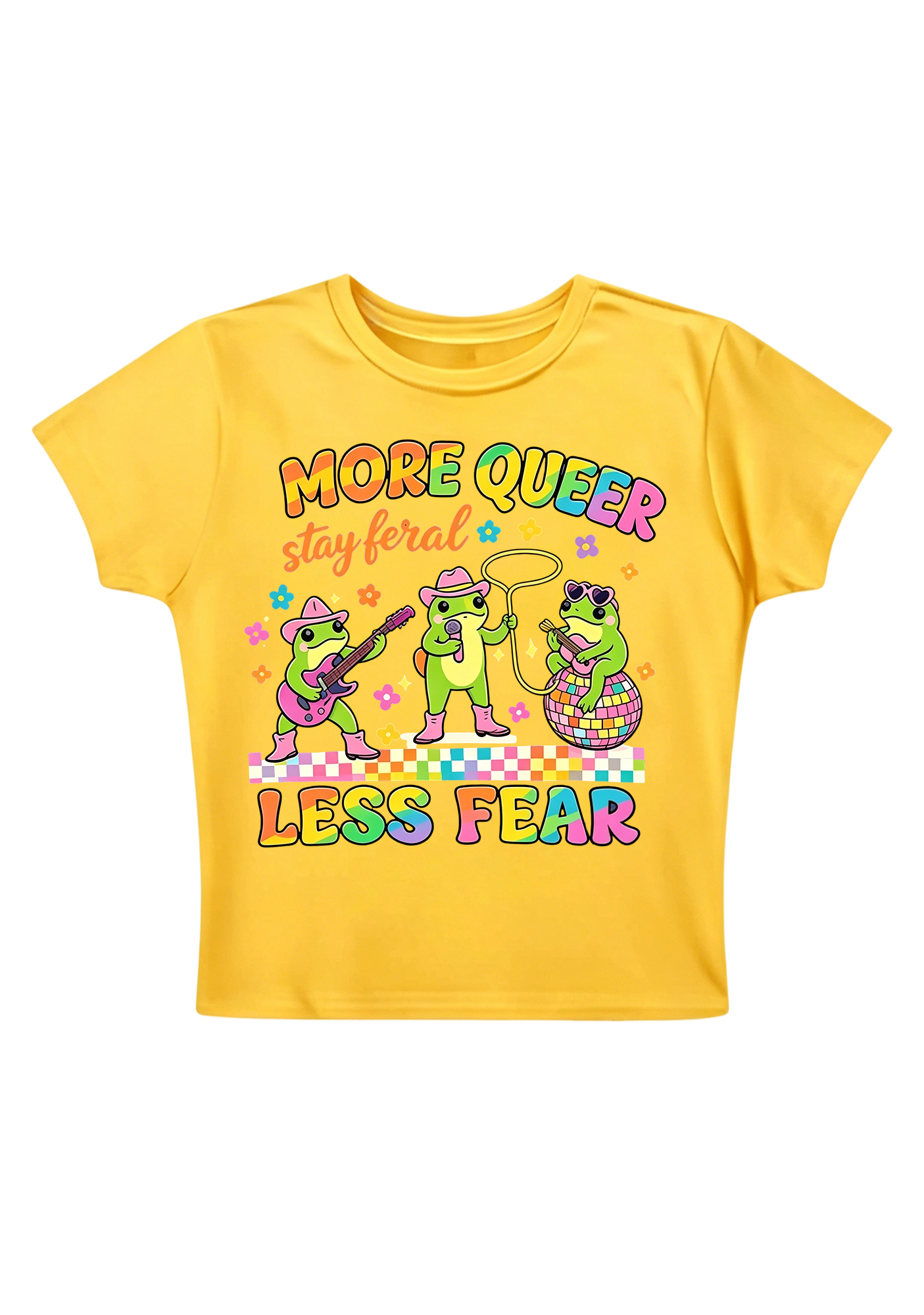 More Queer Less Fear Y2K Baby Tee