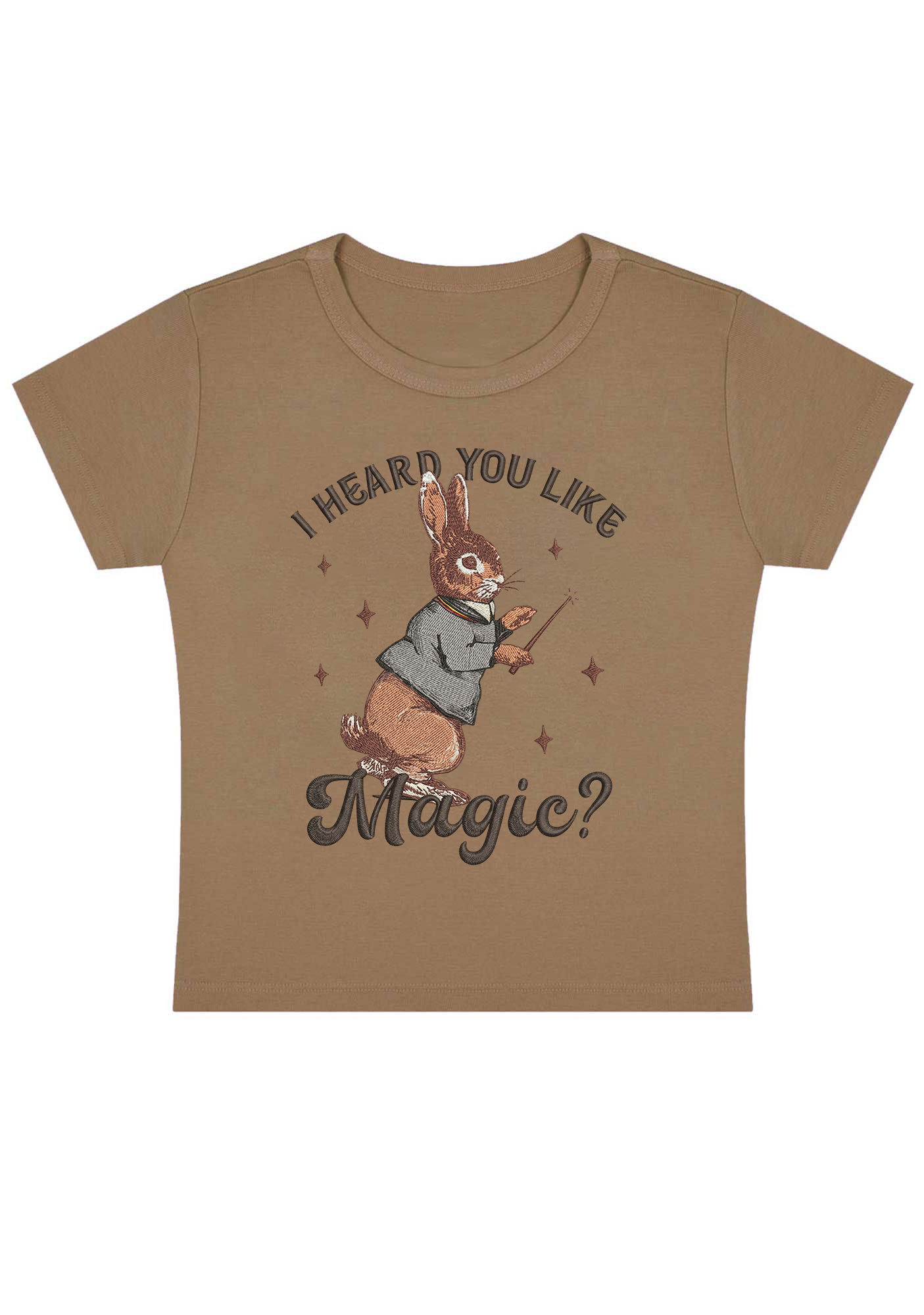 I Heard You Like Magic Embroidery Y2K Baby Tee