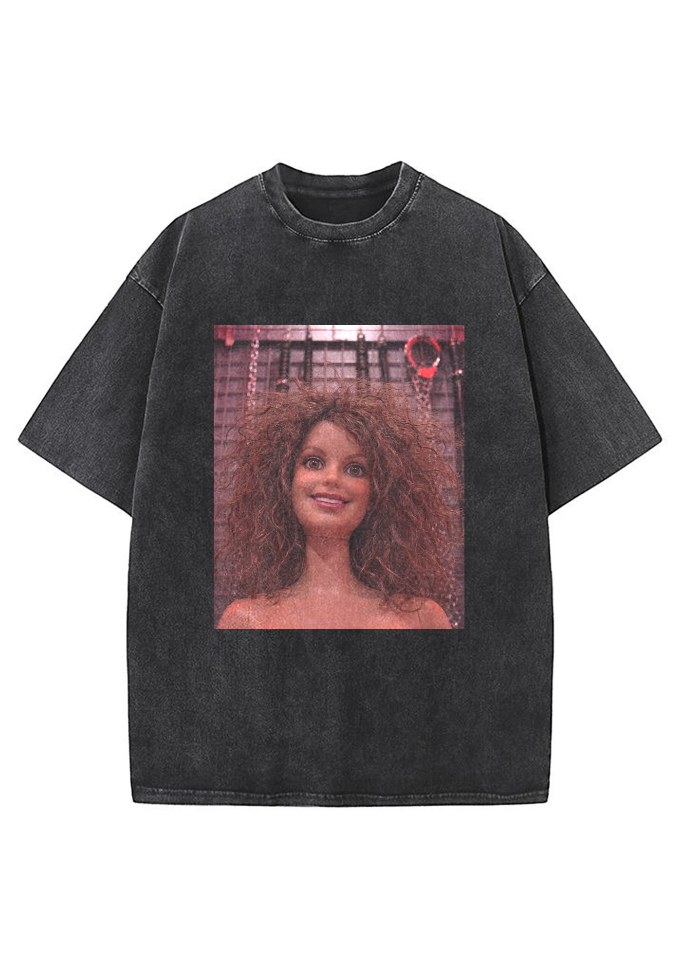 Messy Curly Hair Dark Barbie Y2K Washed Tee