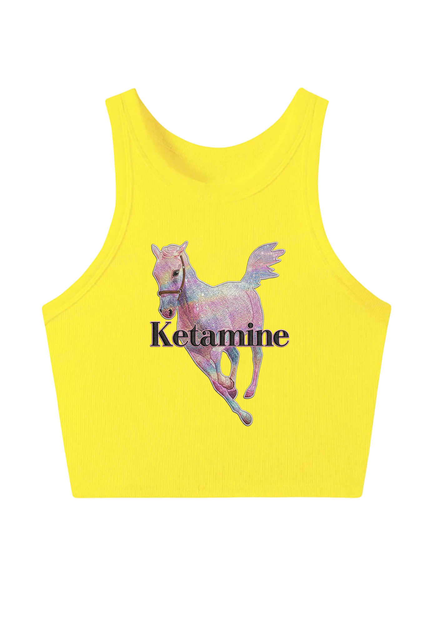 Pink Horse Embroidery Y2K Crop Tank Top