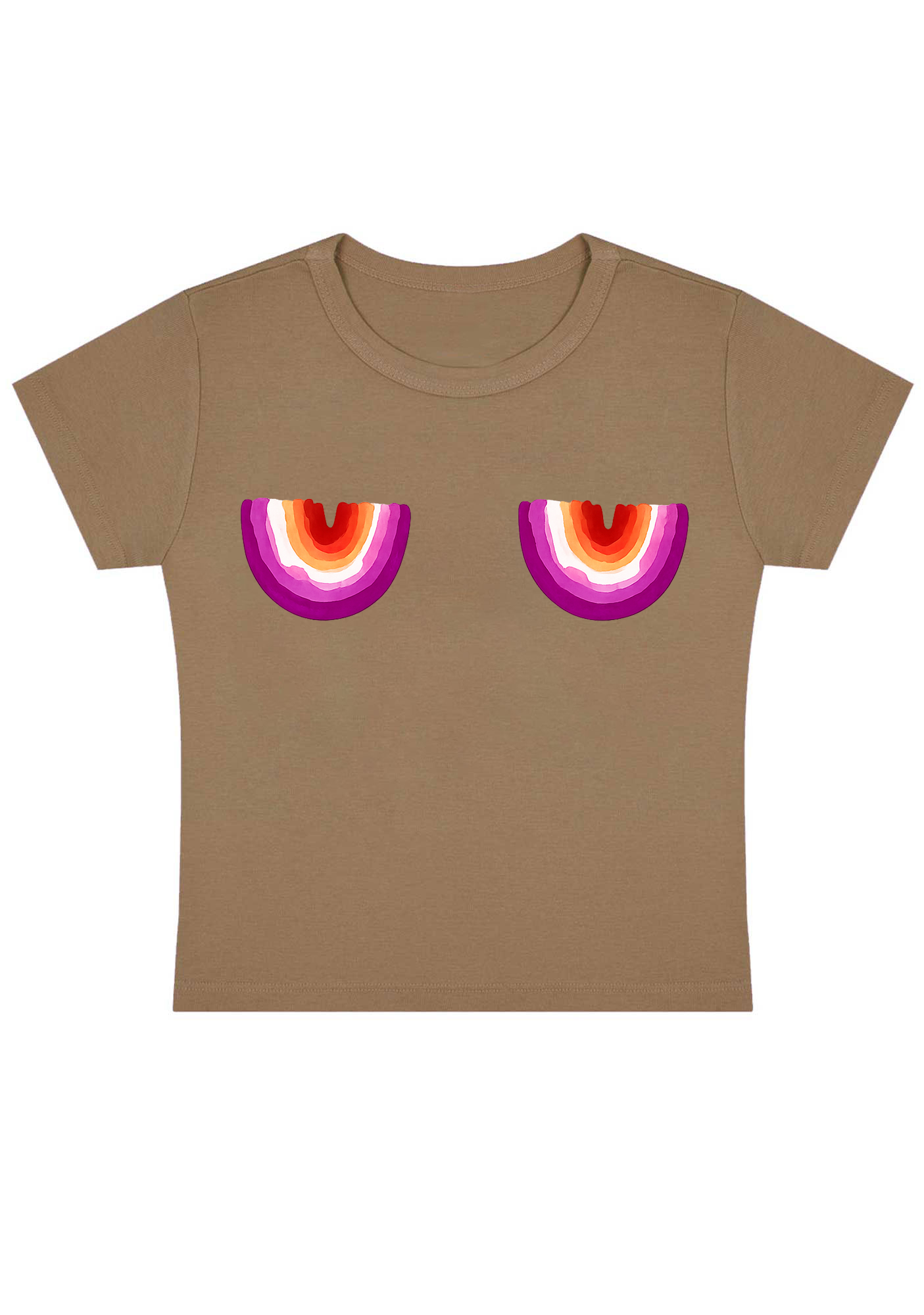 Lesbian Pride Rainbow Nips Y2K Baby Tee