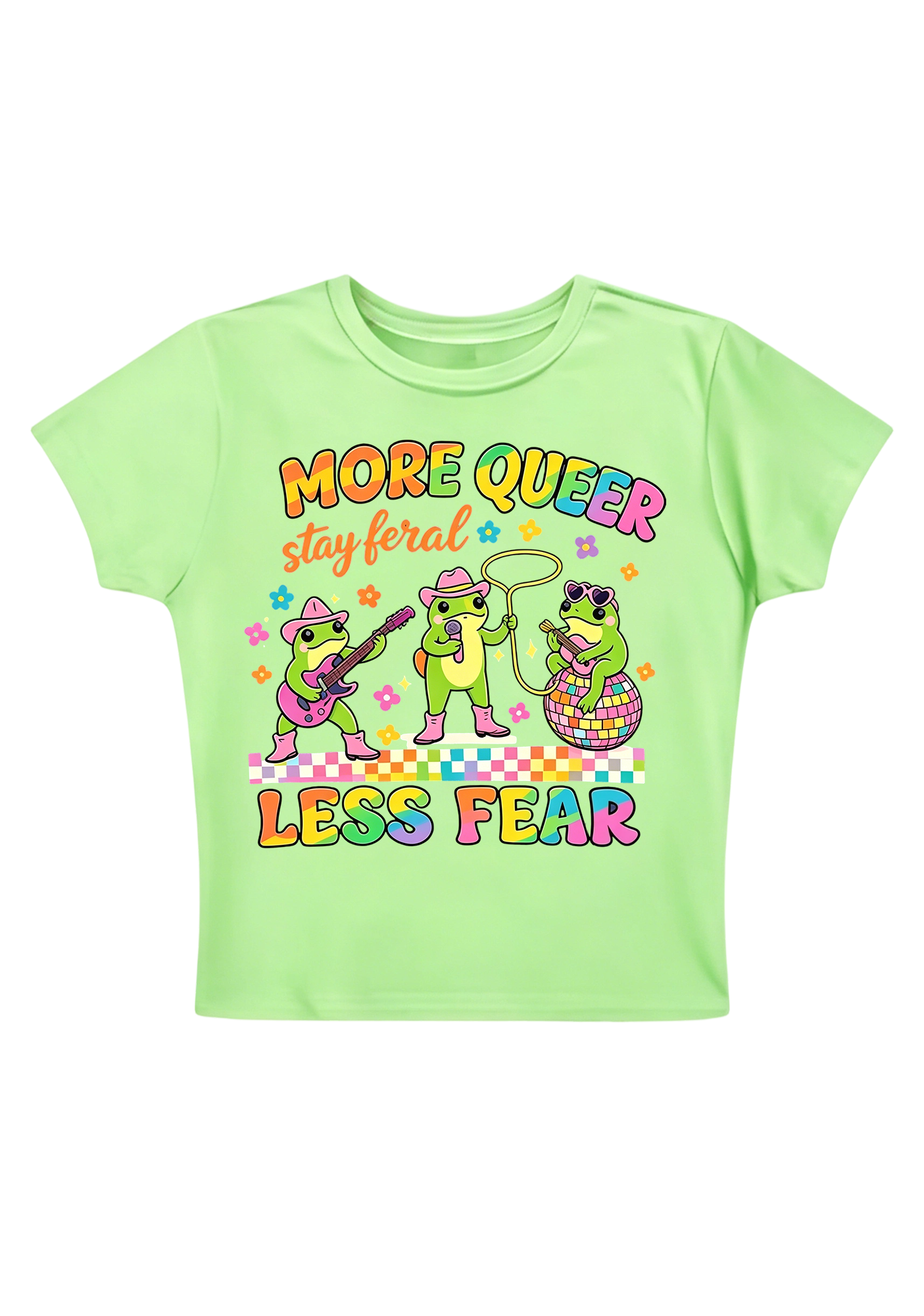 More Queer Less Fear Y2K Baby Tee