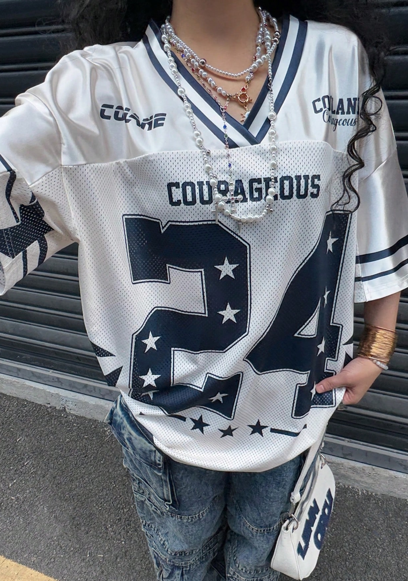 24 Star Letter Print Mesh Jersey Shirts