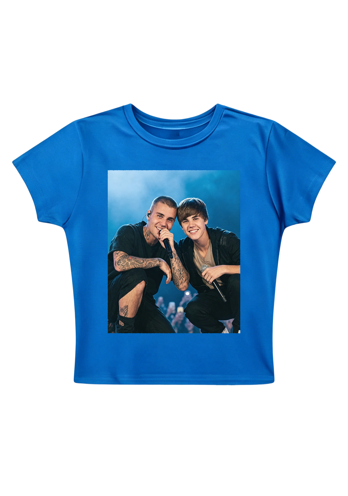 Justin Bieber Past & Present Candid Photo Y2K Baby Tee