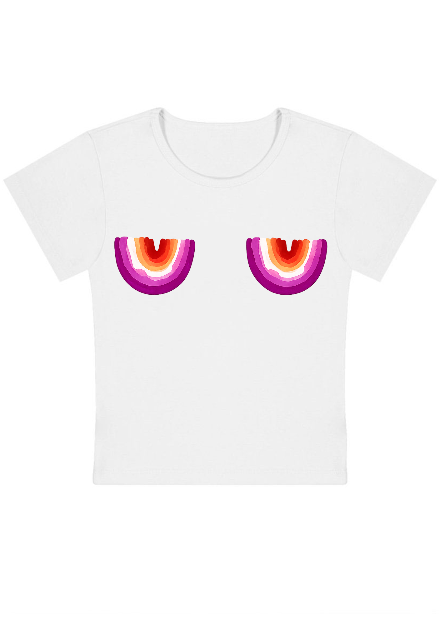 Lesbian Pride Rainbow Nips Y2K Baby Tee