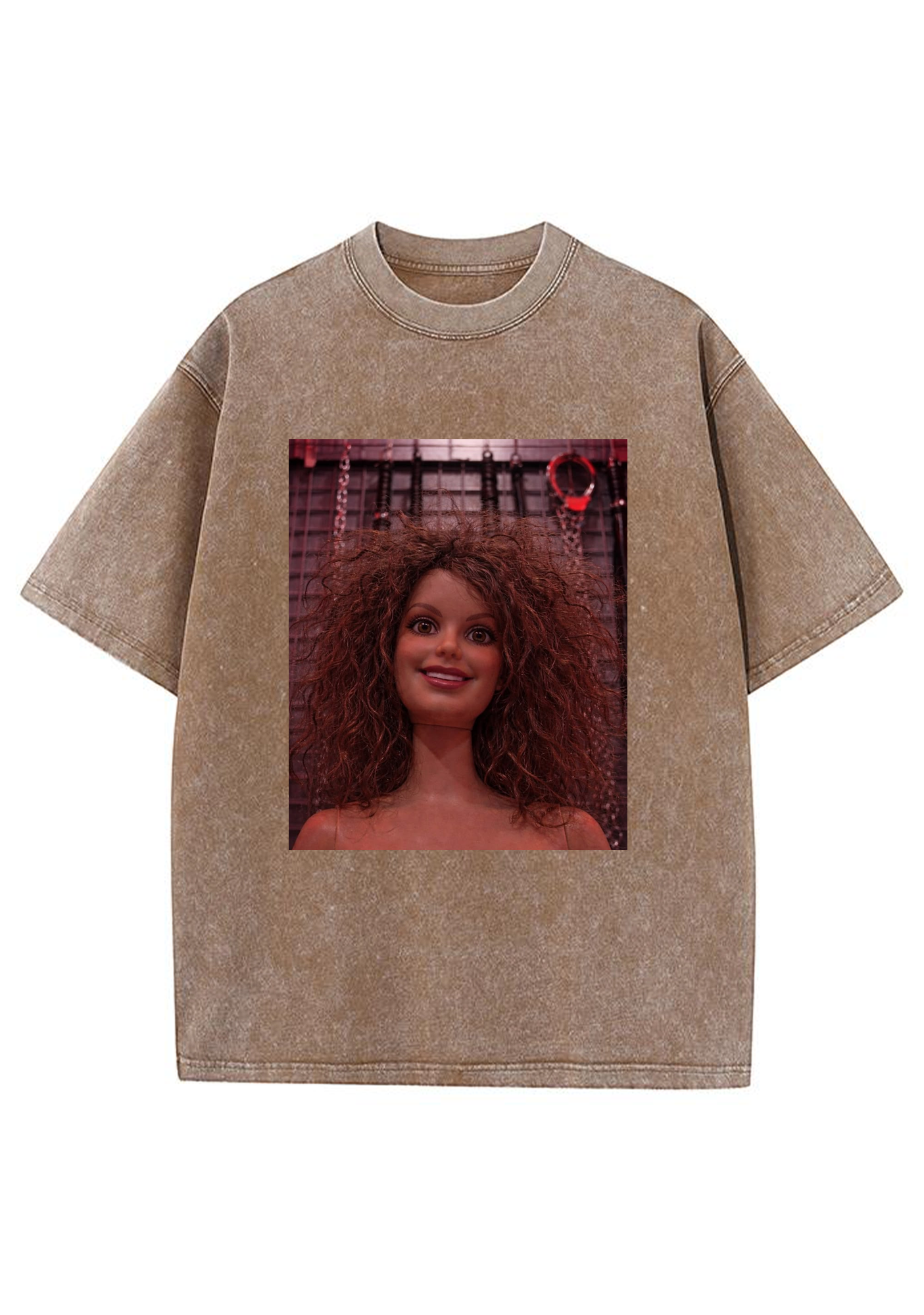 Messy Curly Hair Dark Barbie Y2K Washed Tee