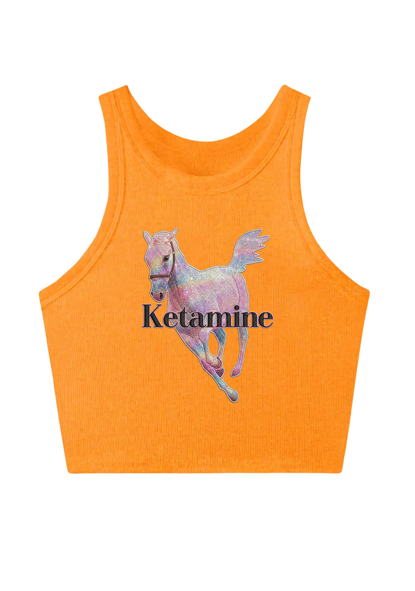 Pink Horse Embroidery Y2K Crop Tank Top