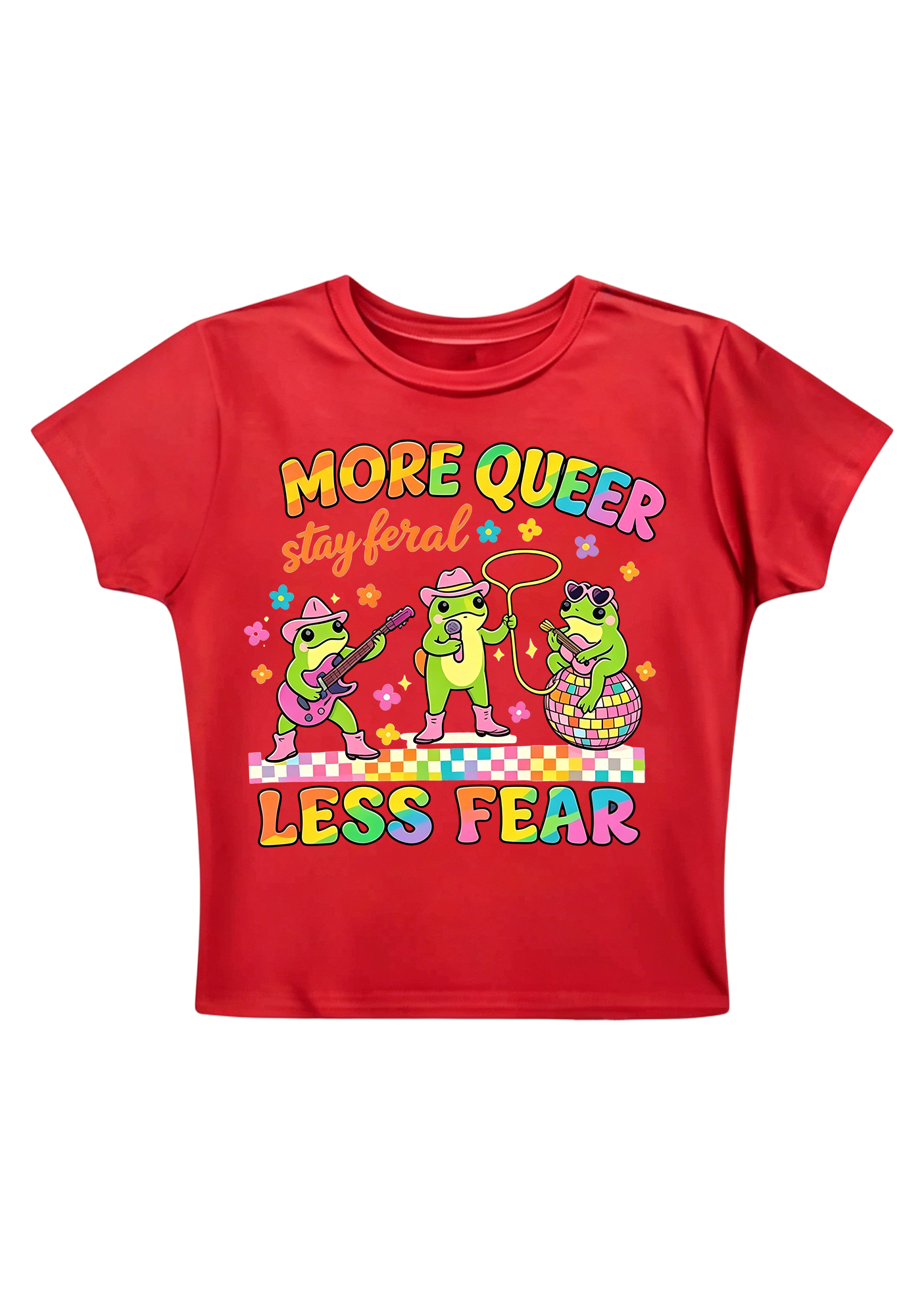 More Queer Less Fear Y2K Baby Tee