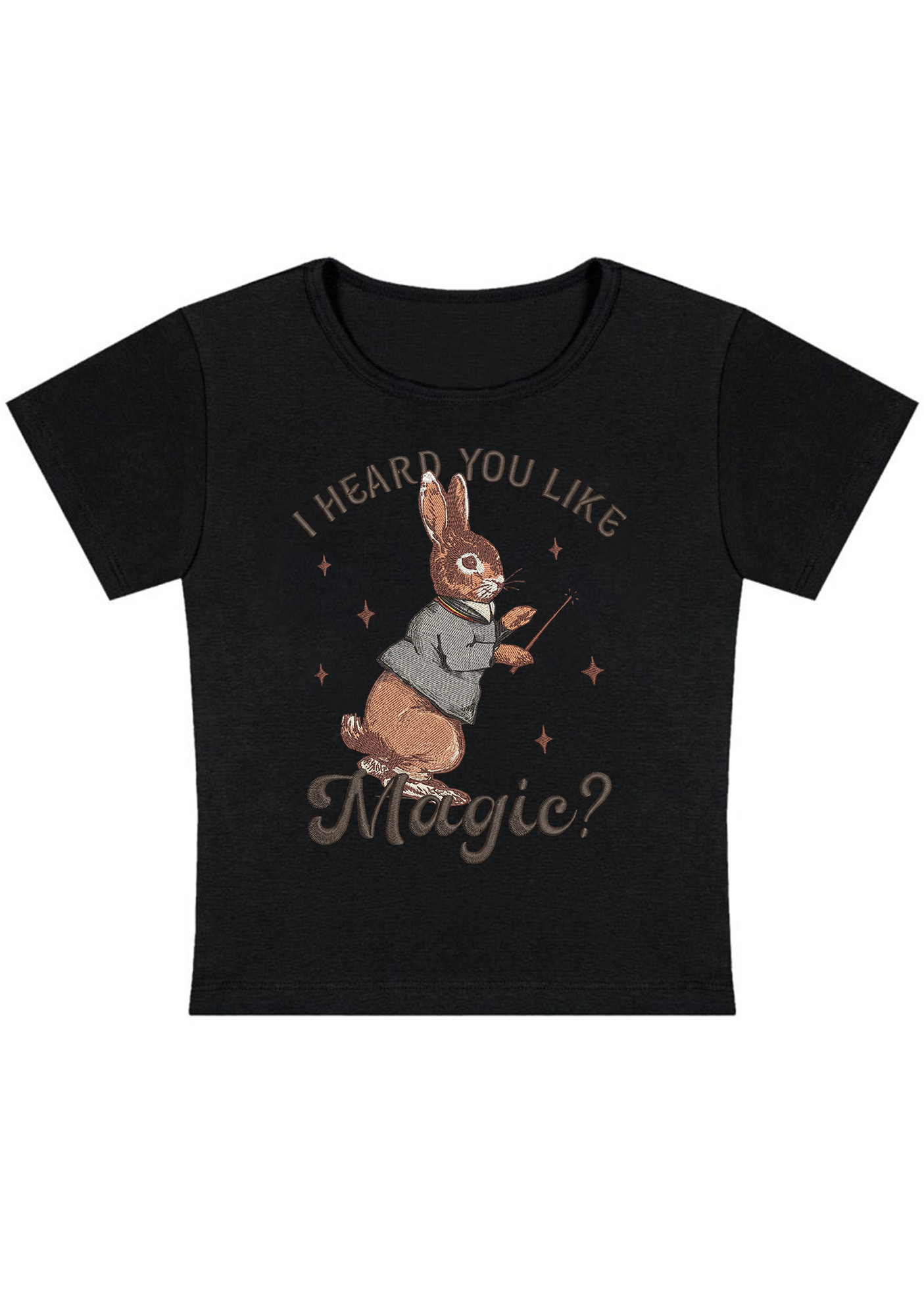 I Heard You Like Magic Embroidery Y2K Baby Tee