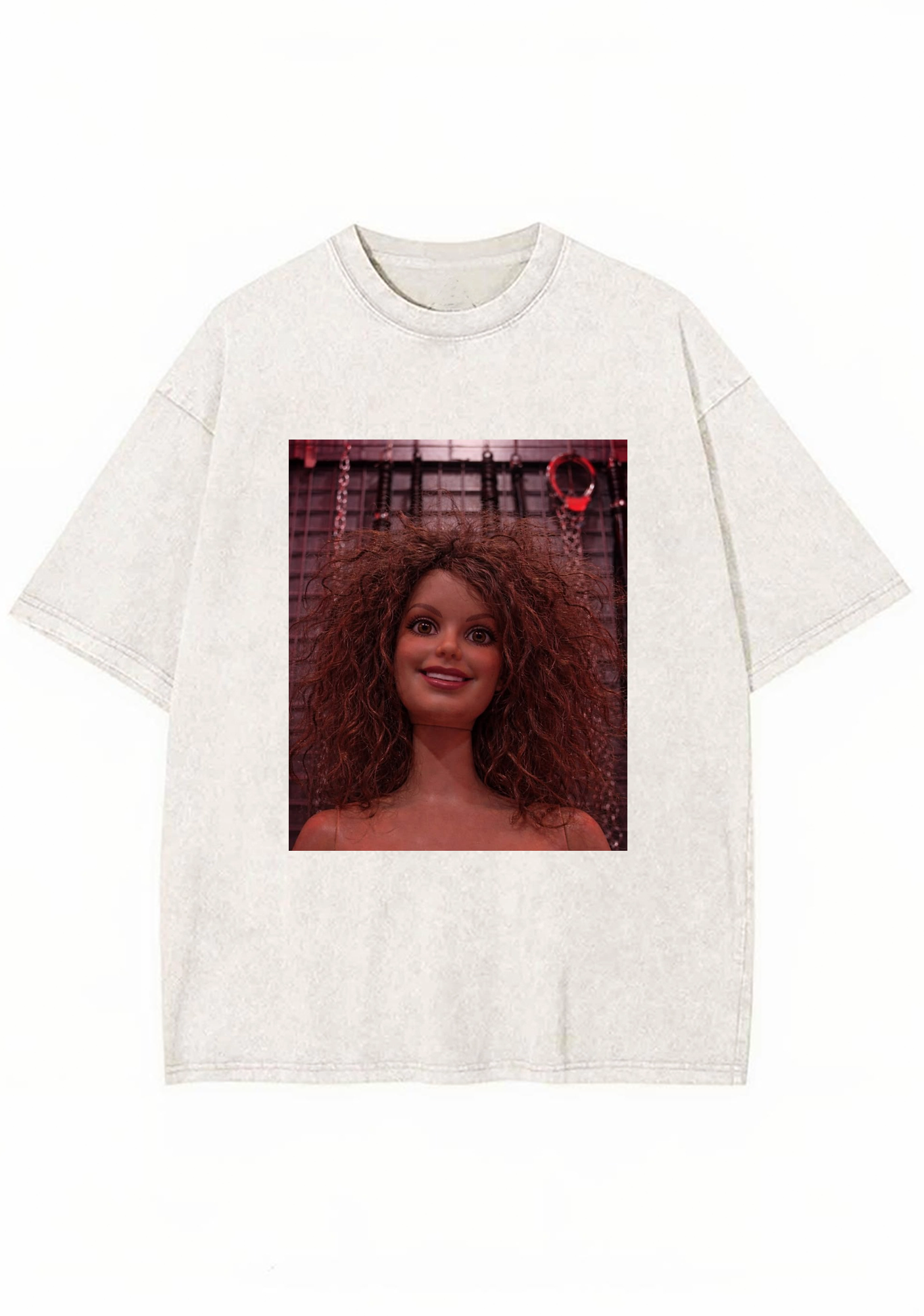 Messy Curly Hair Dark Barbie Y2K Washed Tee