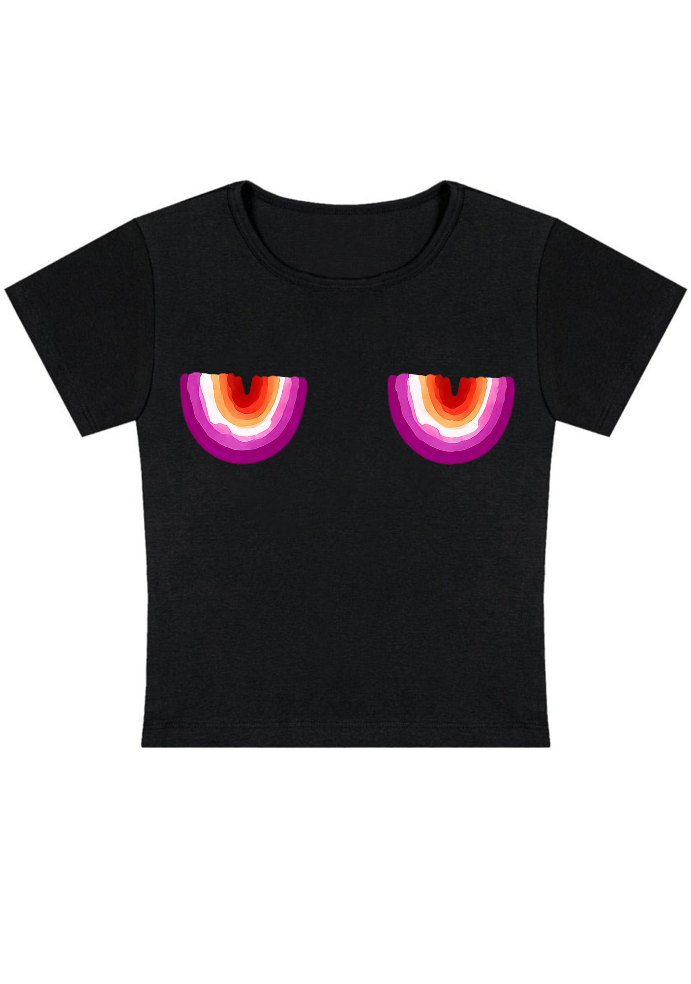 Lesbian Pride Rainbow Nips Y2K Baby Tee