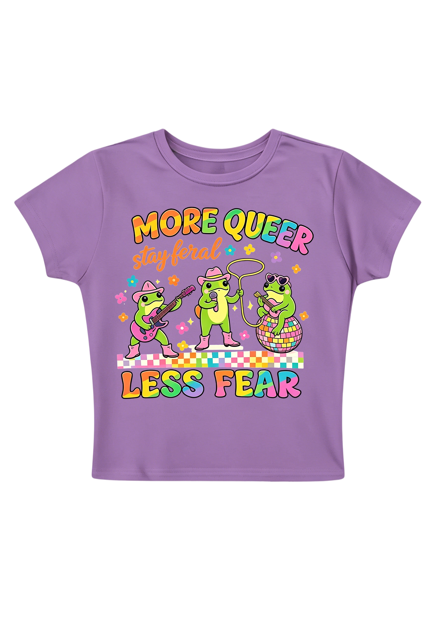 More Queer Less Fear Y2K Baby Tee