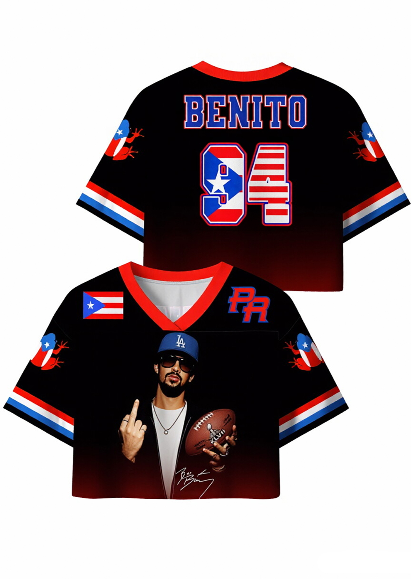 Black Team Bunny Y2K Crop Sport Jersey Shirts