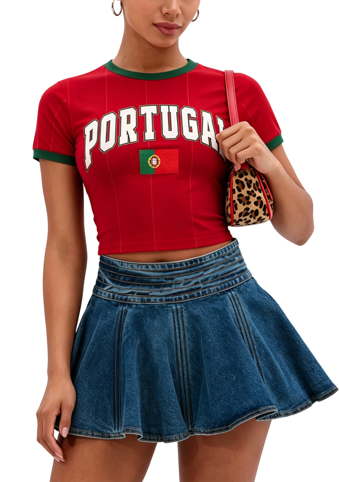 Portugal Retro Varsity  Y2K Baby Tee
