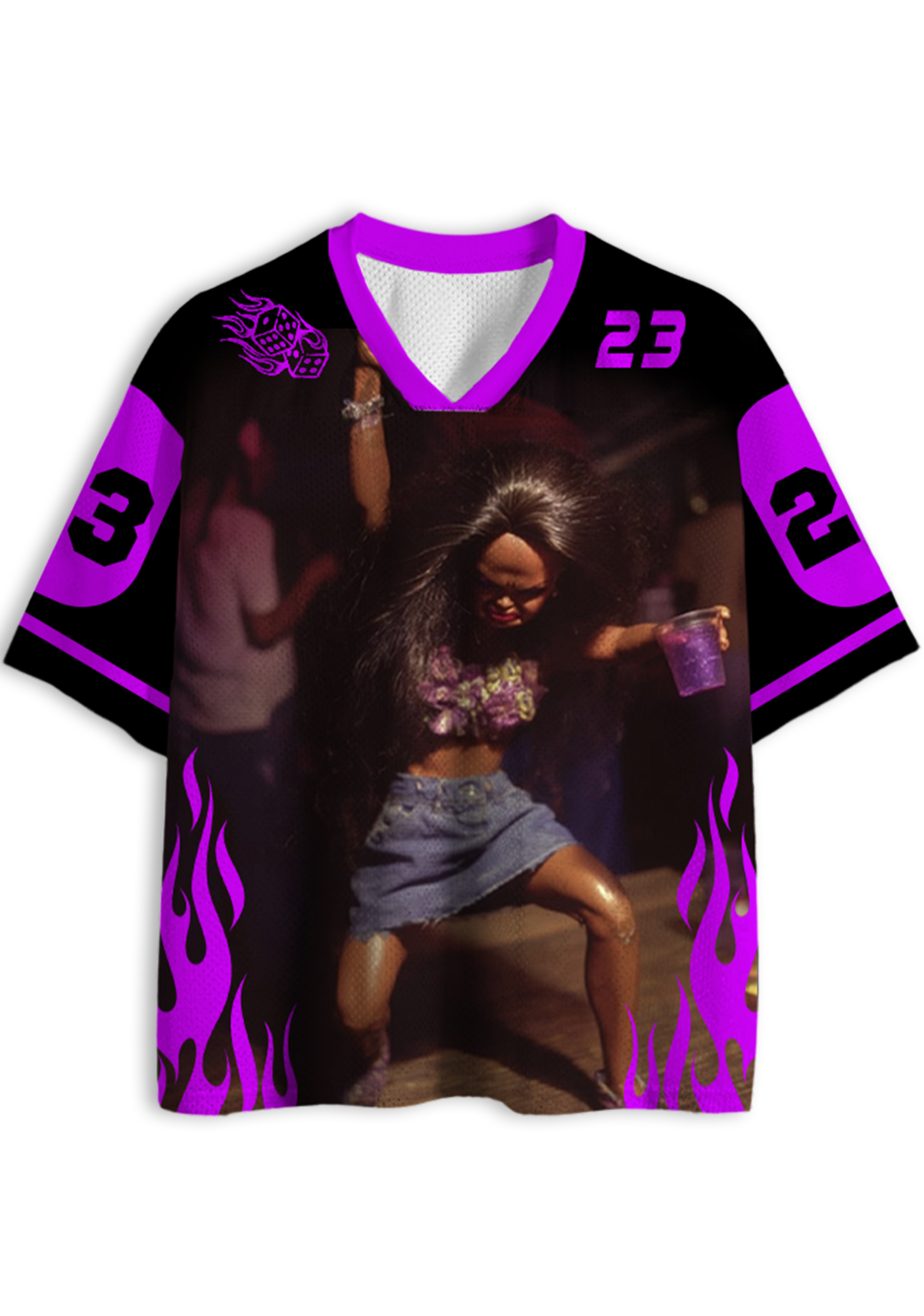 Purple Flame Party Baddie Doll Y2K Jersey Shirts