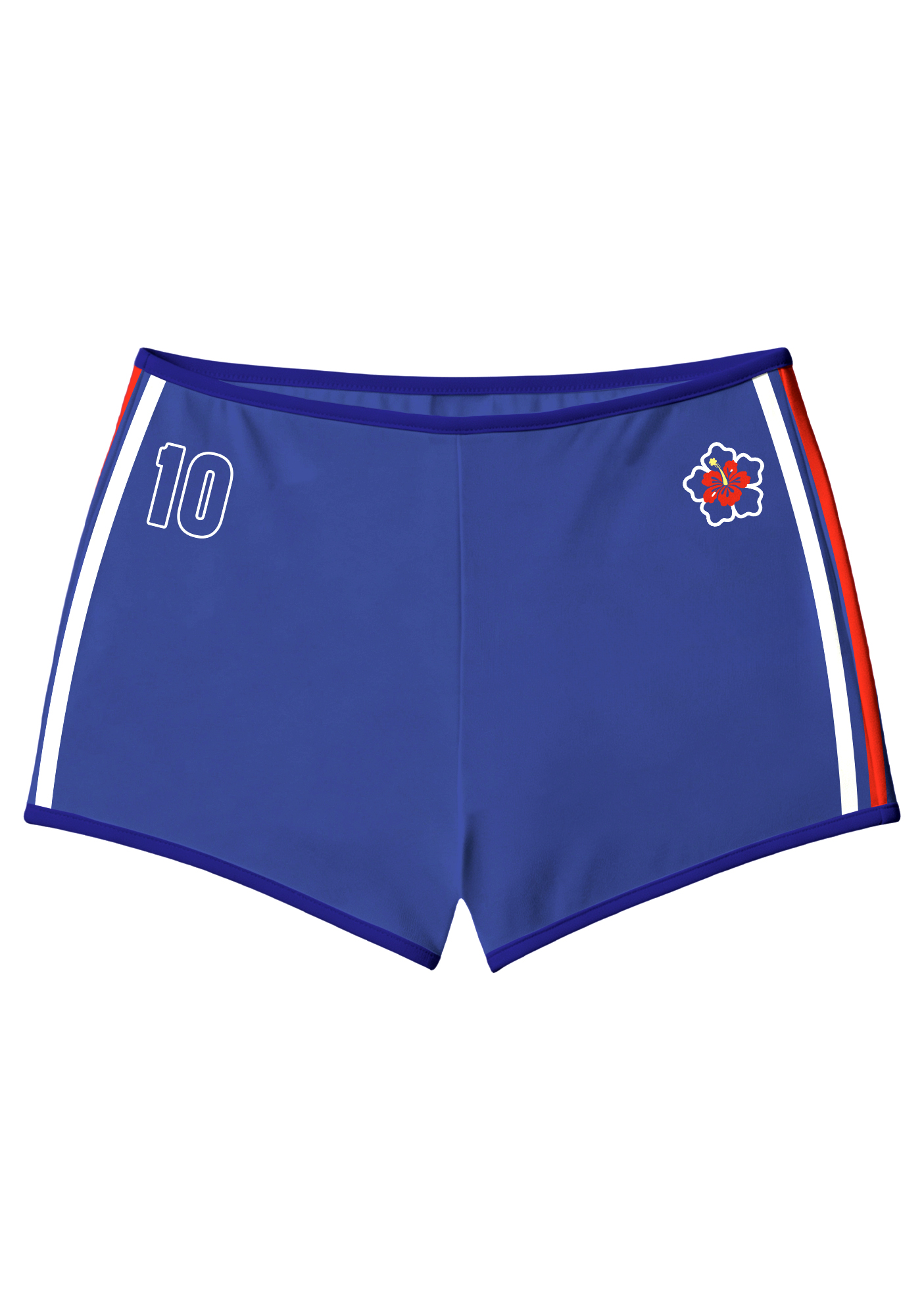 Royal Blue Striped No.10 Hibiscus Sport Shorts