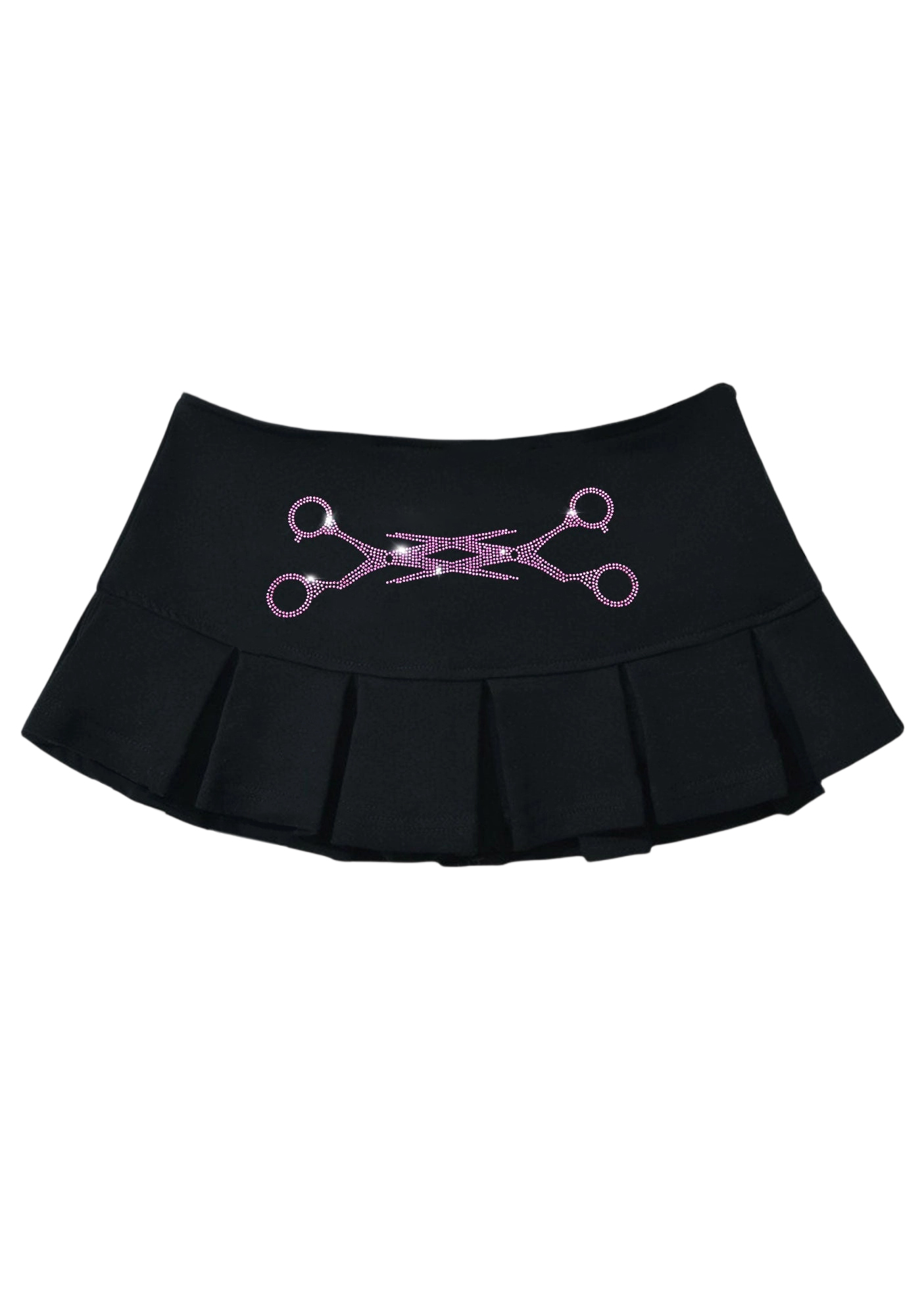 Rhinestone Scissors Y2K Mini Pleated Skirts