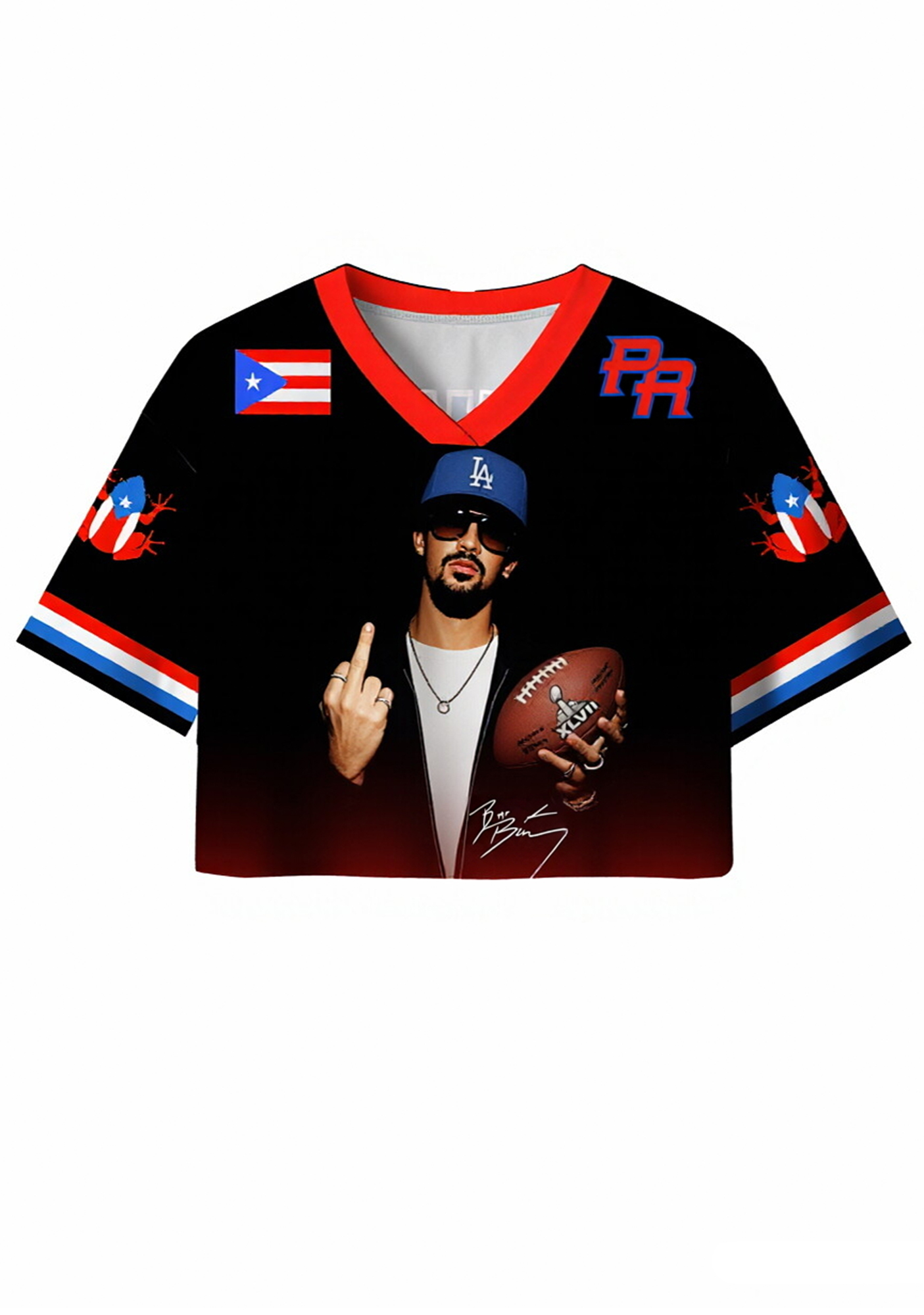 Black Team Bunny Y2K Crop Sport Jersey Shirts