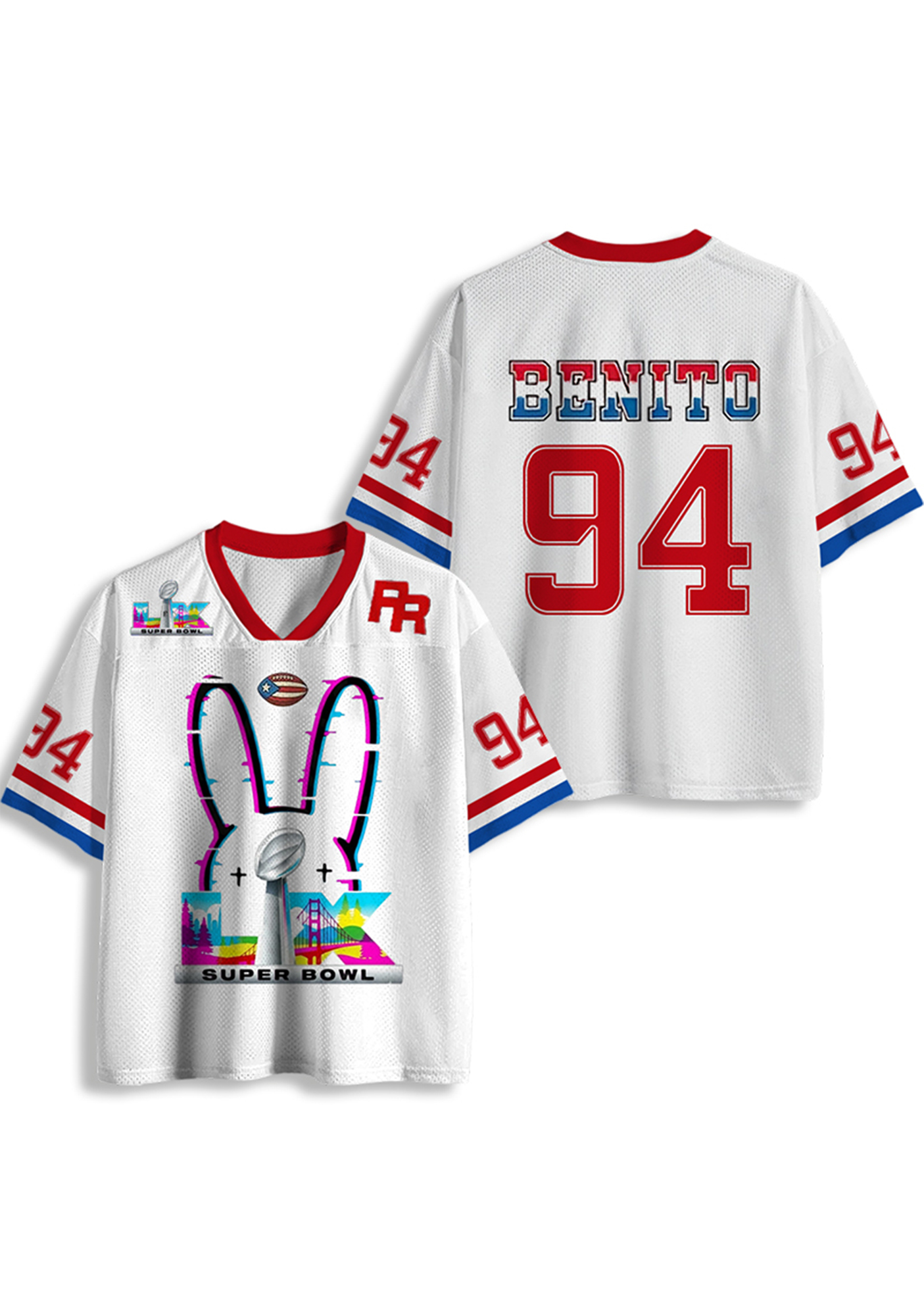 PR Bad Bunny Y2K Crop Sport Jersey Shirts