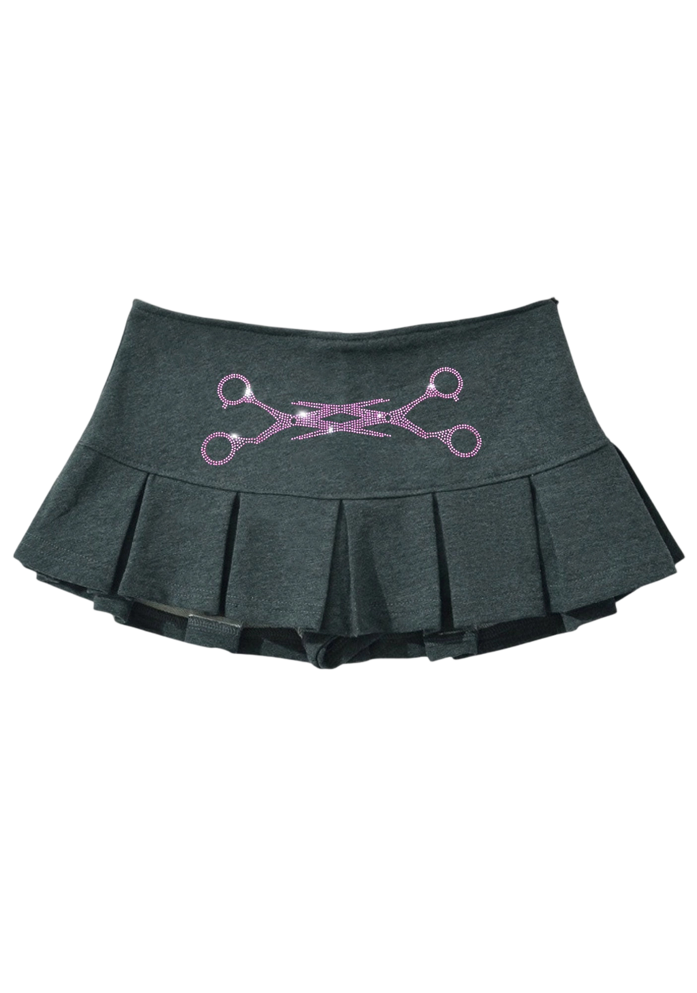 Rhinestone Scissors Y2K Mini Pleated Skirts