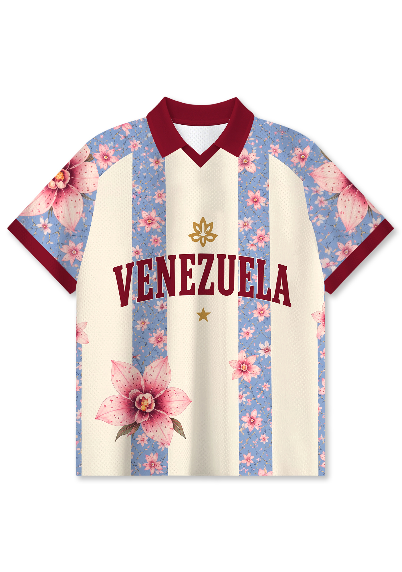 Venezuela Inspired Collared Mesh Jersey Shirt