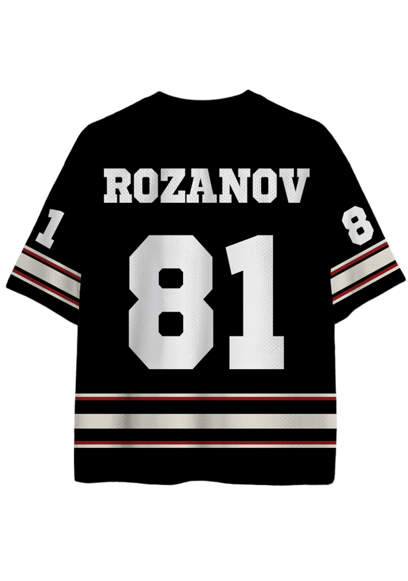 Black Retro Captain Number Stripe Hockey Short Sleeve Jersey