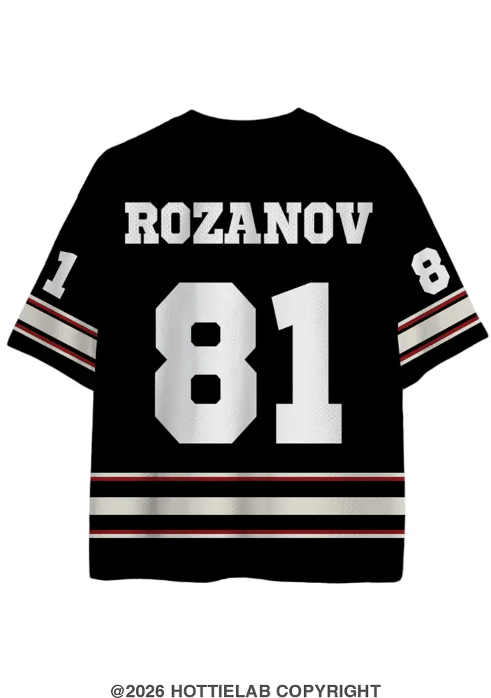 Black Retro Captain Number Stripe Hockey Short Sleeve Jersey