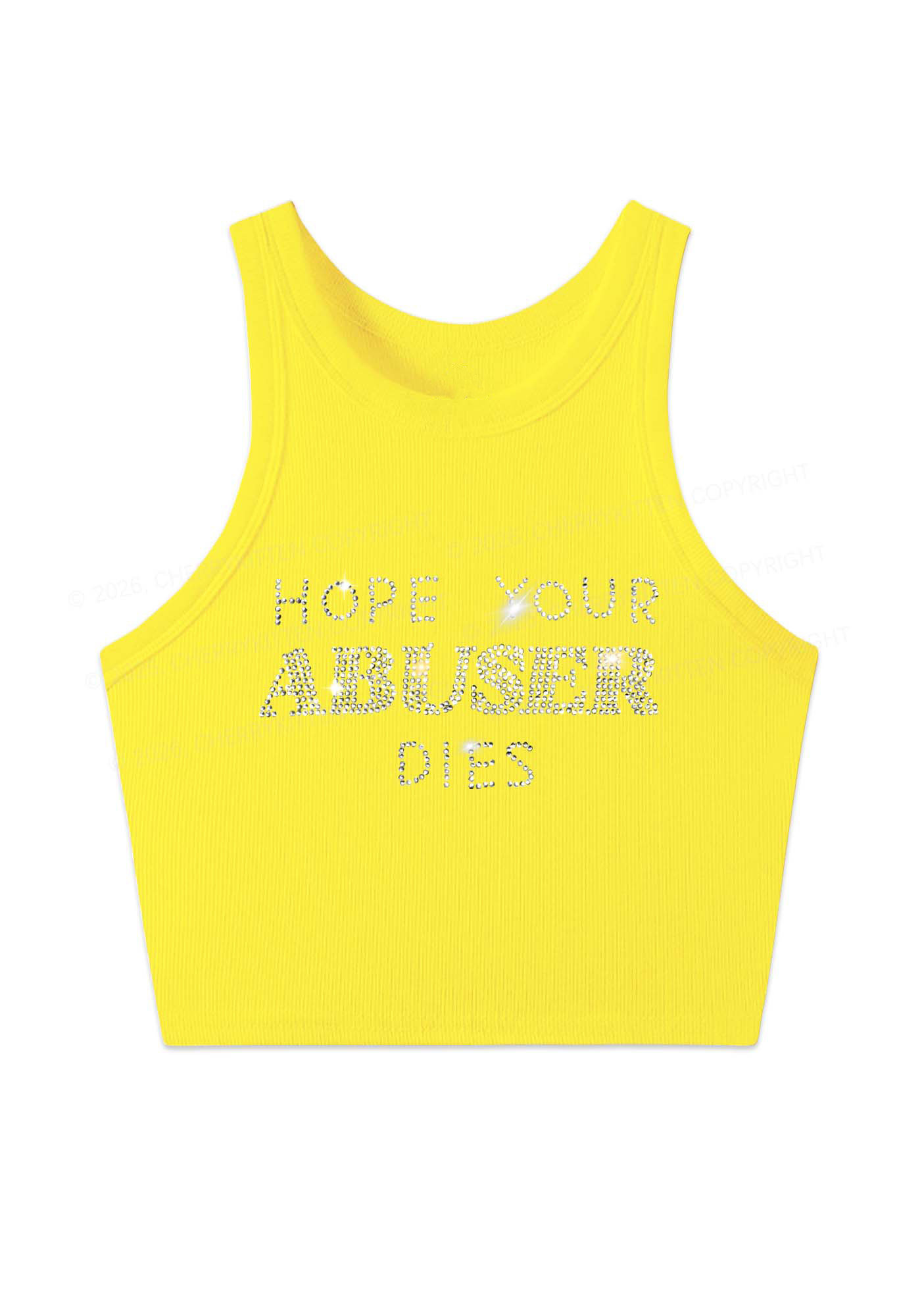 Hope Your Abuser Dies Y2K Crop Tank Top