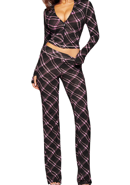 Baddie Style Slim Fit 2 Piece Y2K Zip Up Tracksuit