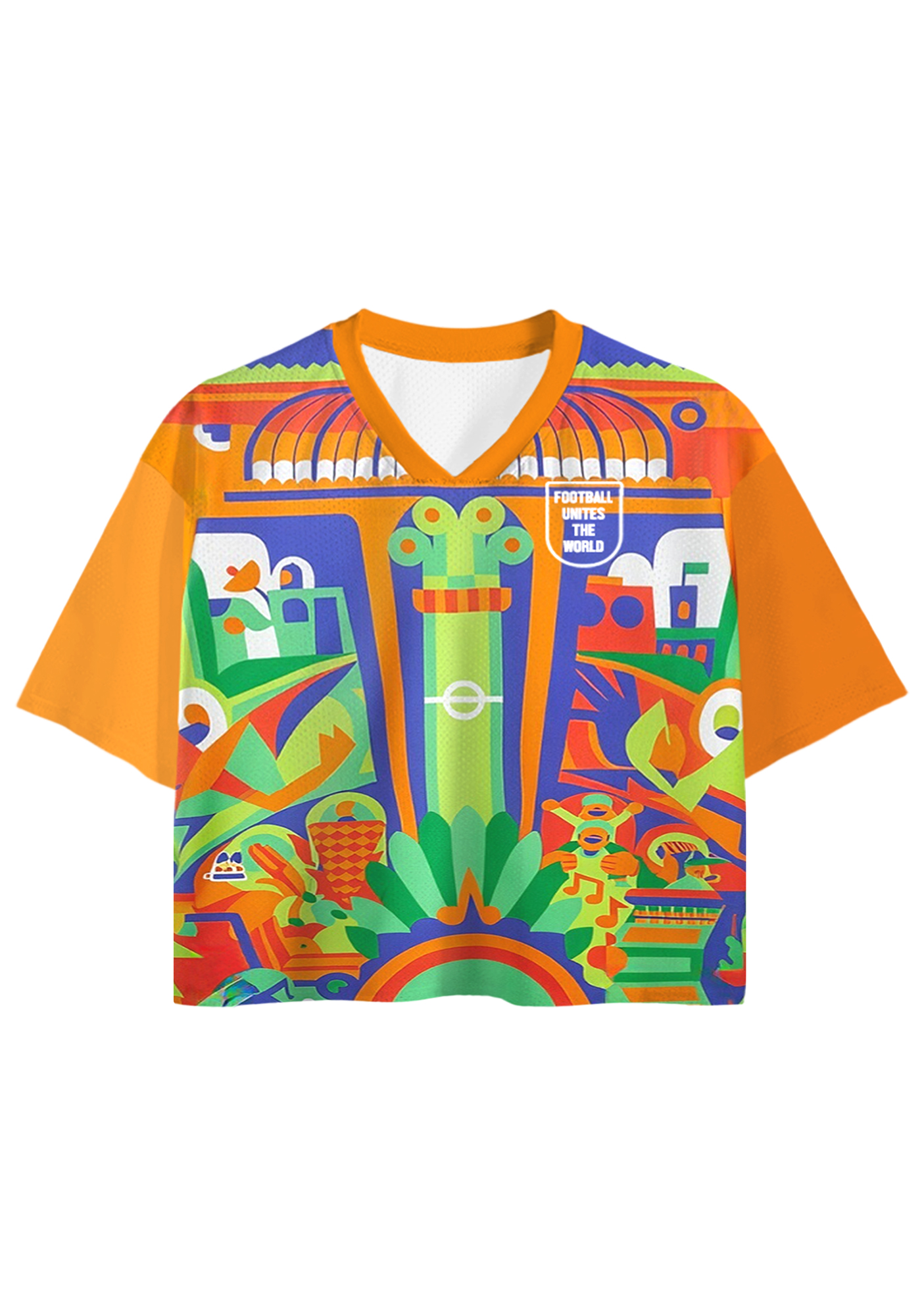 Football Unites The World Colorful Abstract Cropped Jersey Shirt