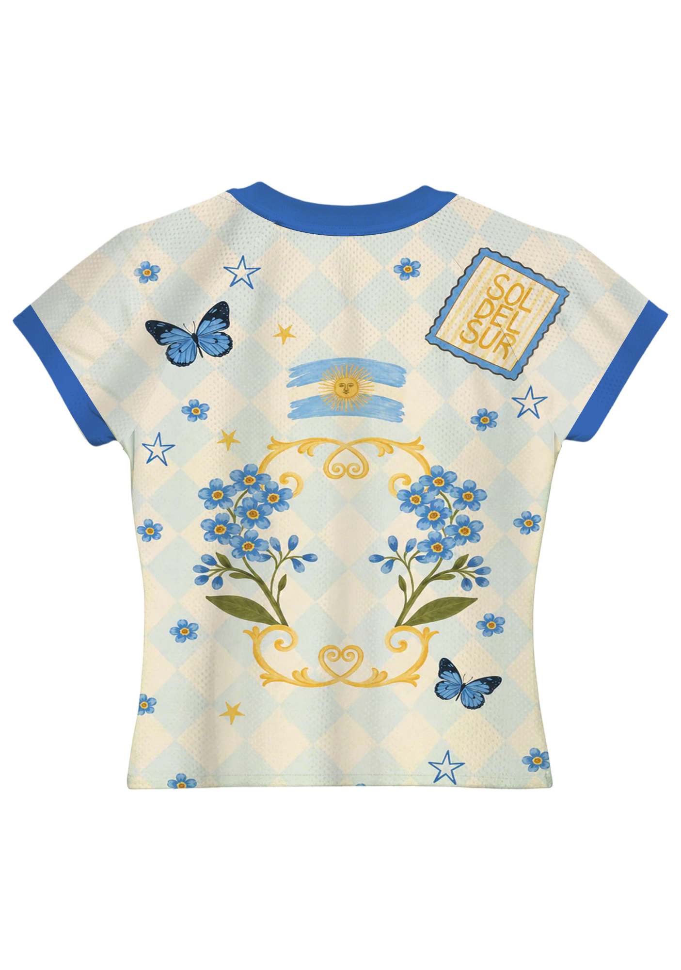Argentina Sun of May Floral Butterfly Baby Tee