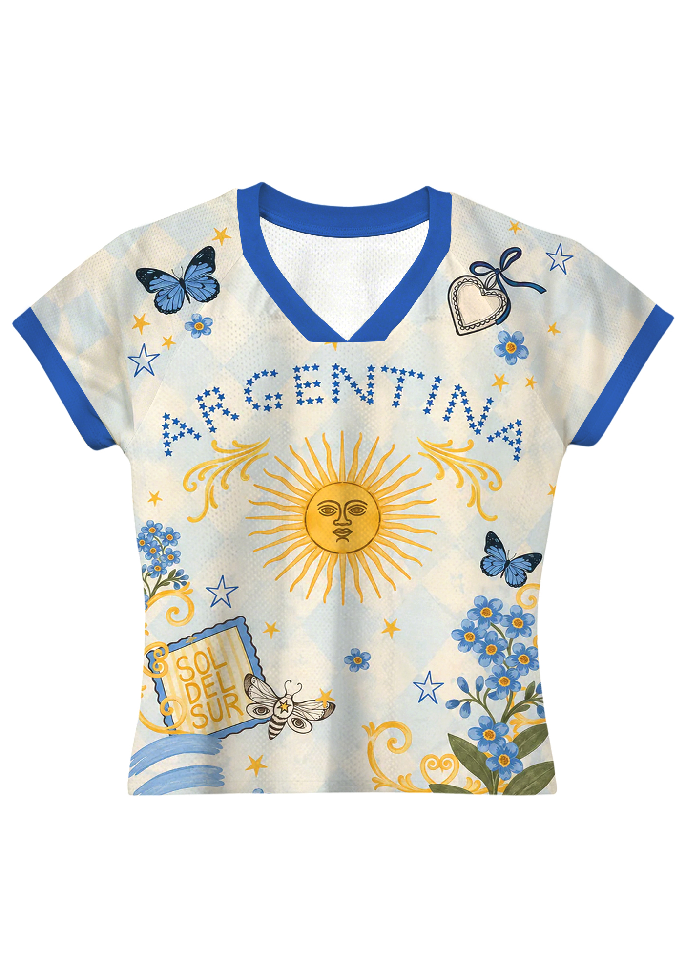 Argentina Sun of May Floral Butterfly Baby Tee