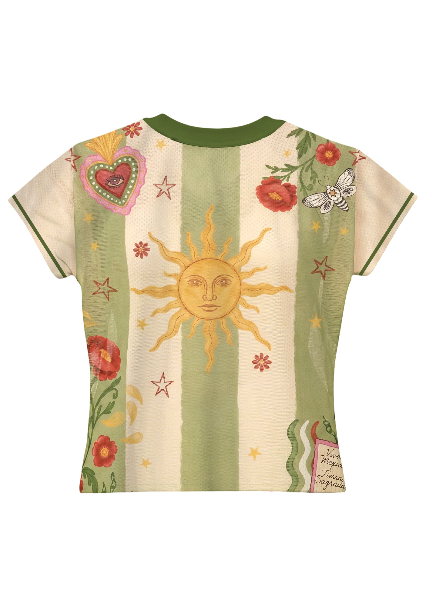 Mexico Folk Art Sacred Heart Poppy Sun Baby Tee
